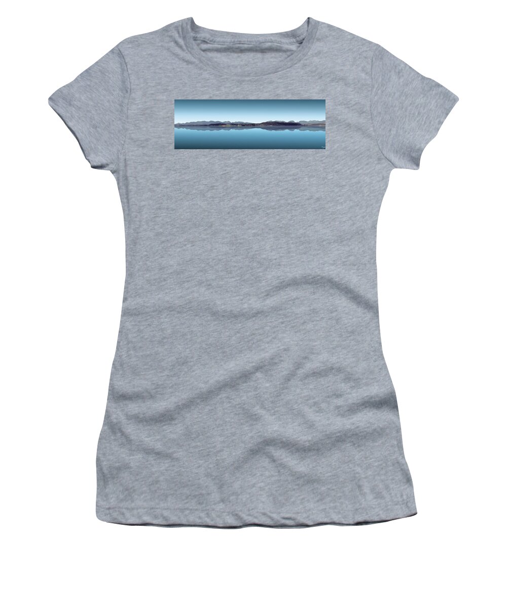 Grange Over Sands Women's T-Shirt featuring the digital art Morning View Across the Bay #1 by Joe Tamassy