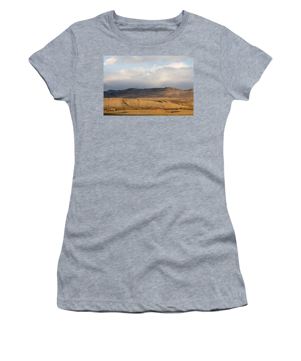 Carol M. Highsmith Women's T-Shirt featuring the photograph Mountain meadow and hay bales in Grand County #2 by Carol M Highsmith