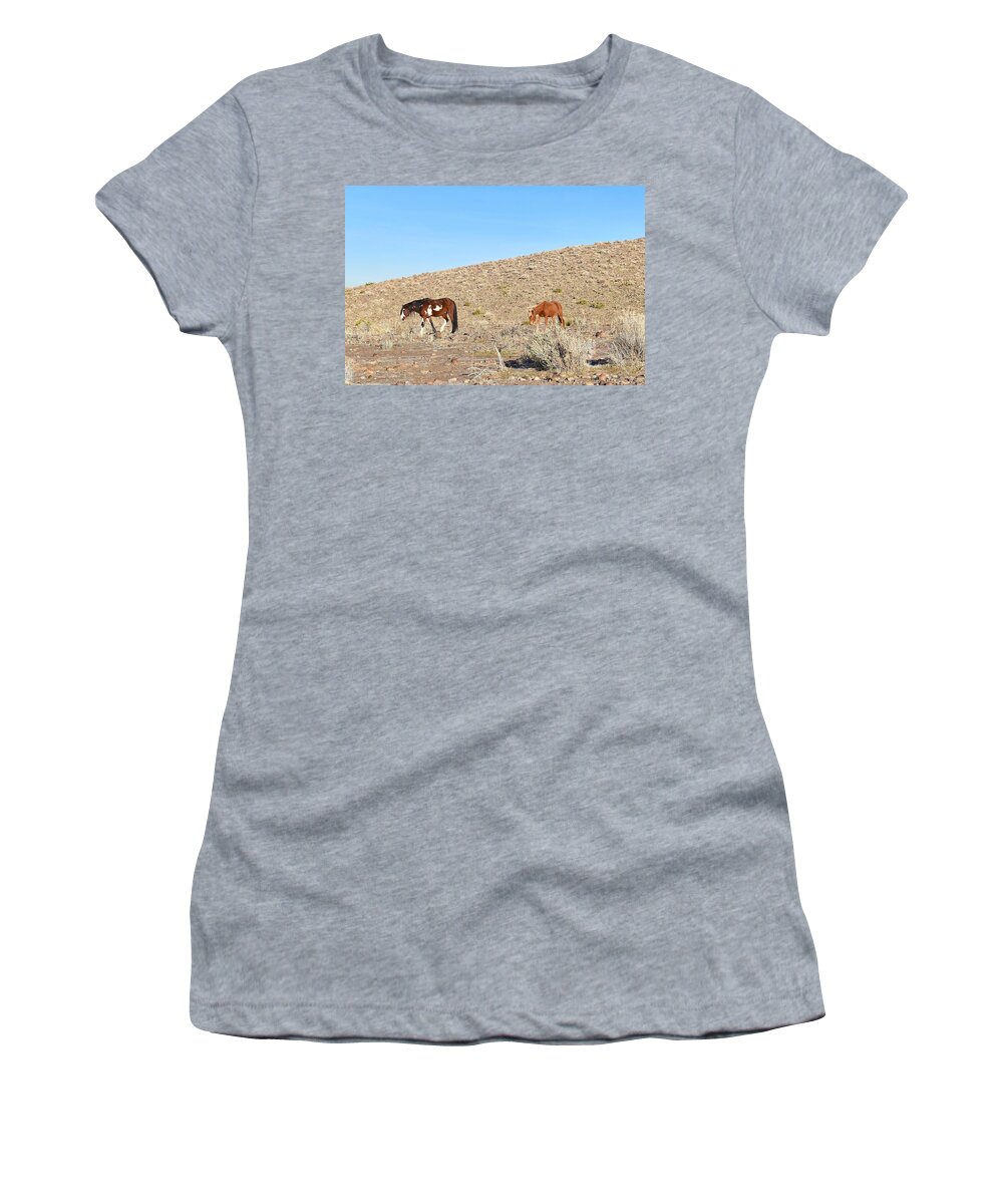 Virginia Range Mustangs Women's T-Shirt featuring the photograph Mustangs #1 by Maria Jansson