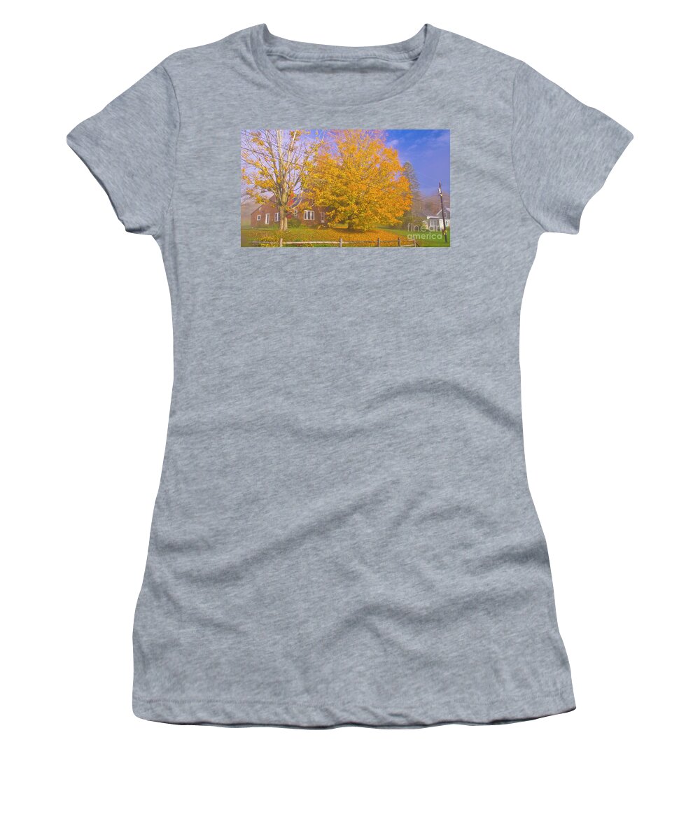 Fall Foliage Women's T-Shirt featuring the photograph On the back roads of Vermont #2 by Scenic Vermont Photography