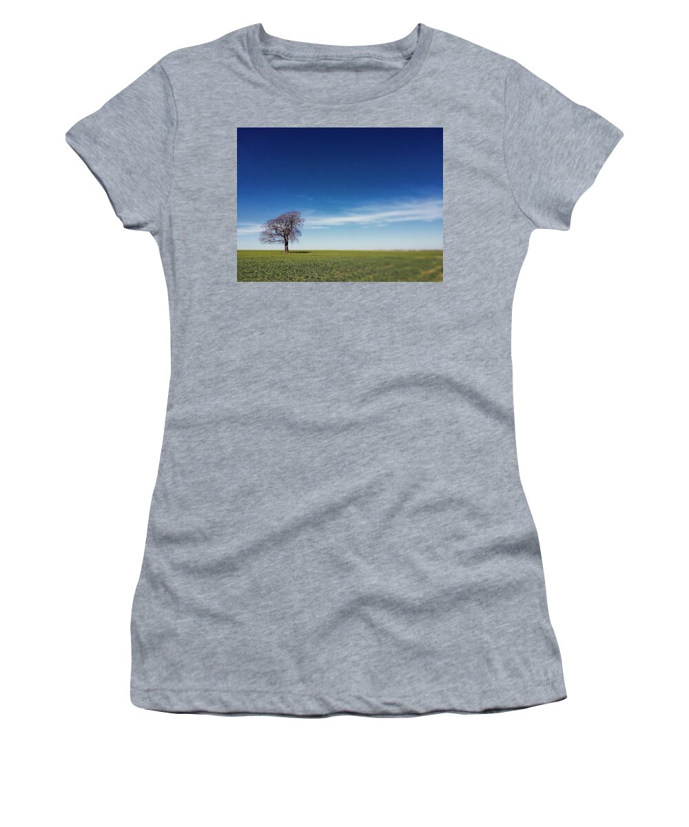 Britain Women's T-Shirt featuring the photograph One tree on the horizon #1 by Seeables Visual Arts