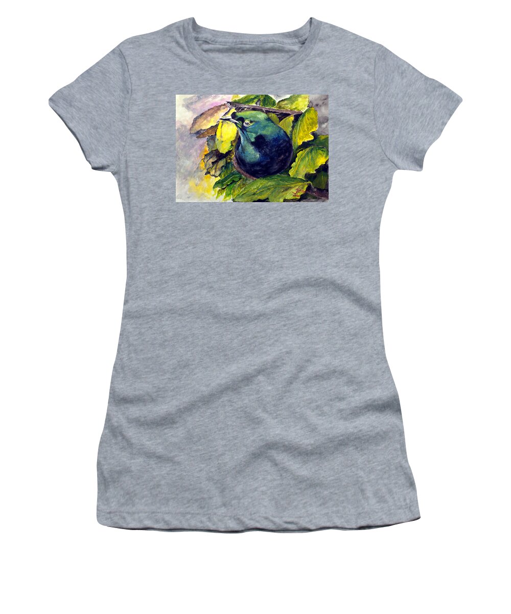  Paradise Women's T-Shirt featuring the painting Paradise Bird #1 by Jason Sentuf