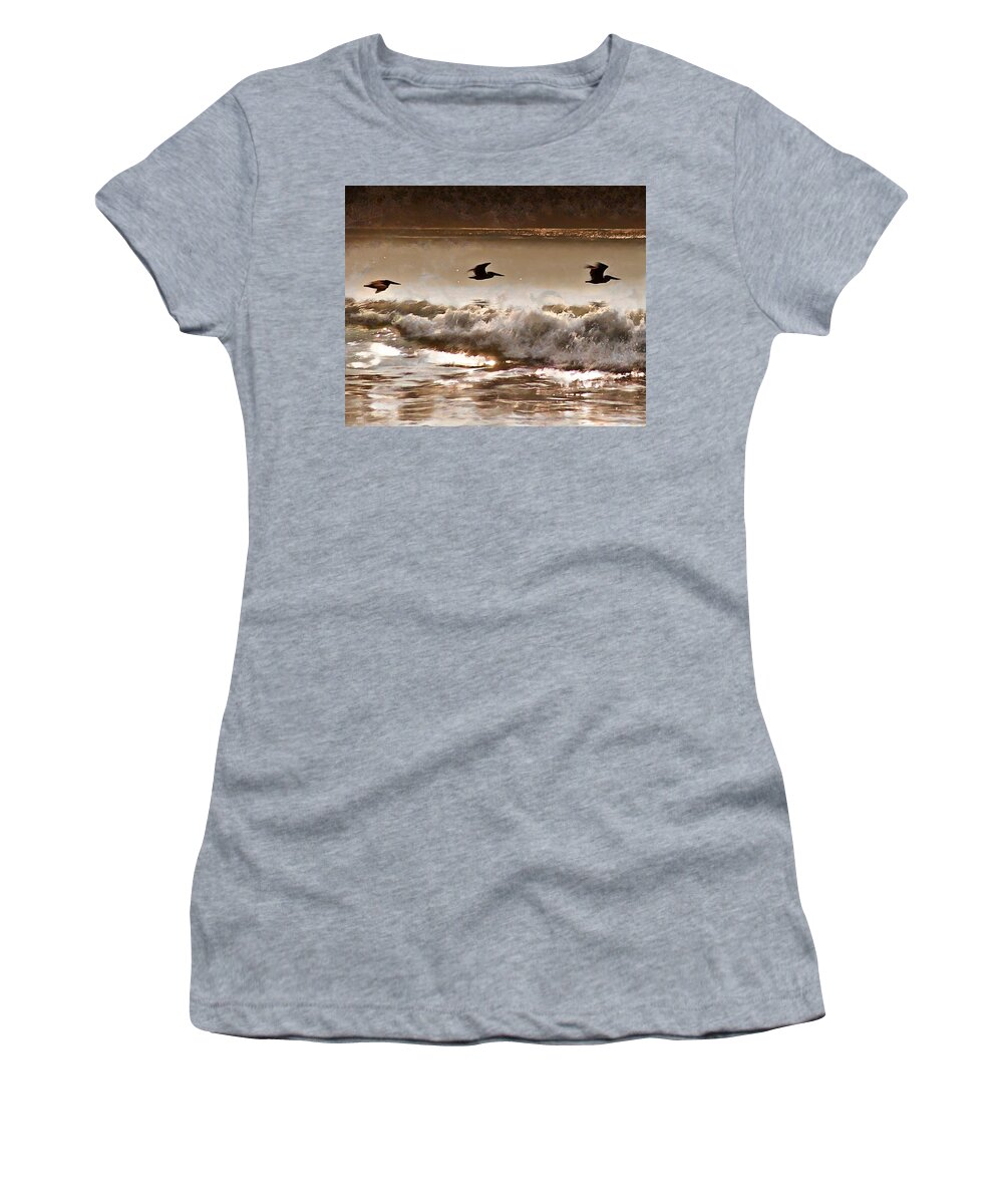 Pelicans Women's T-Shirt featuring the photograph Pelican Patrol #1 by Jim Proctor