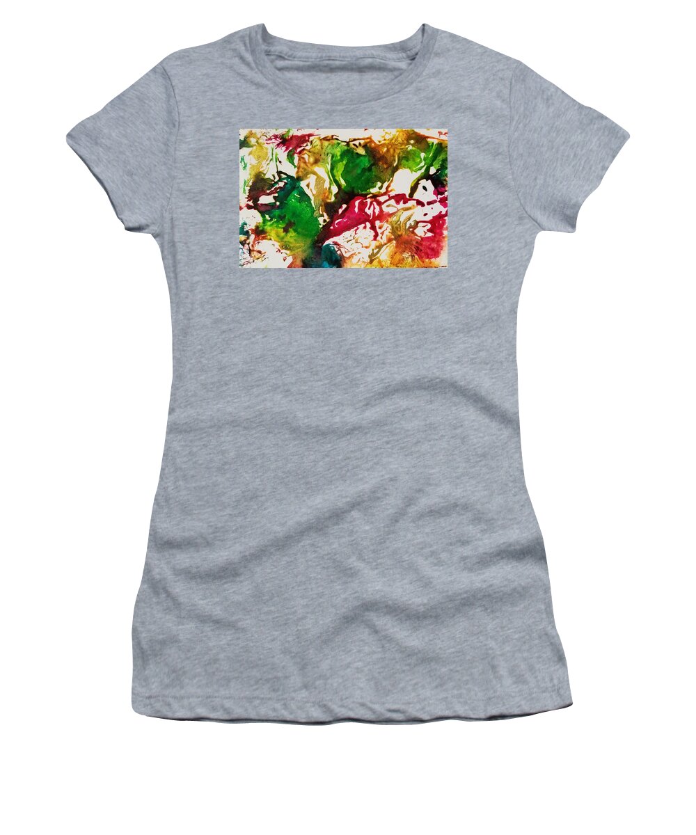 Abstract Alcohol Ink Painting Women's T-Shirt featuring the painting Peppers #1 by Donna Perry