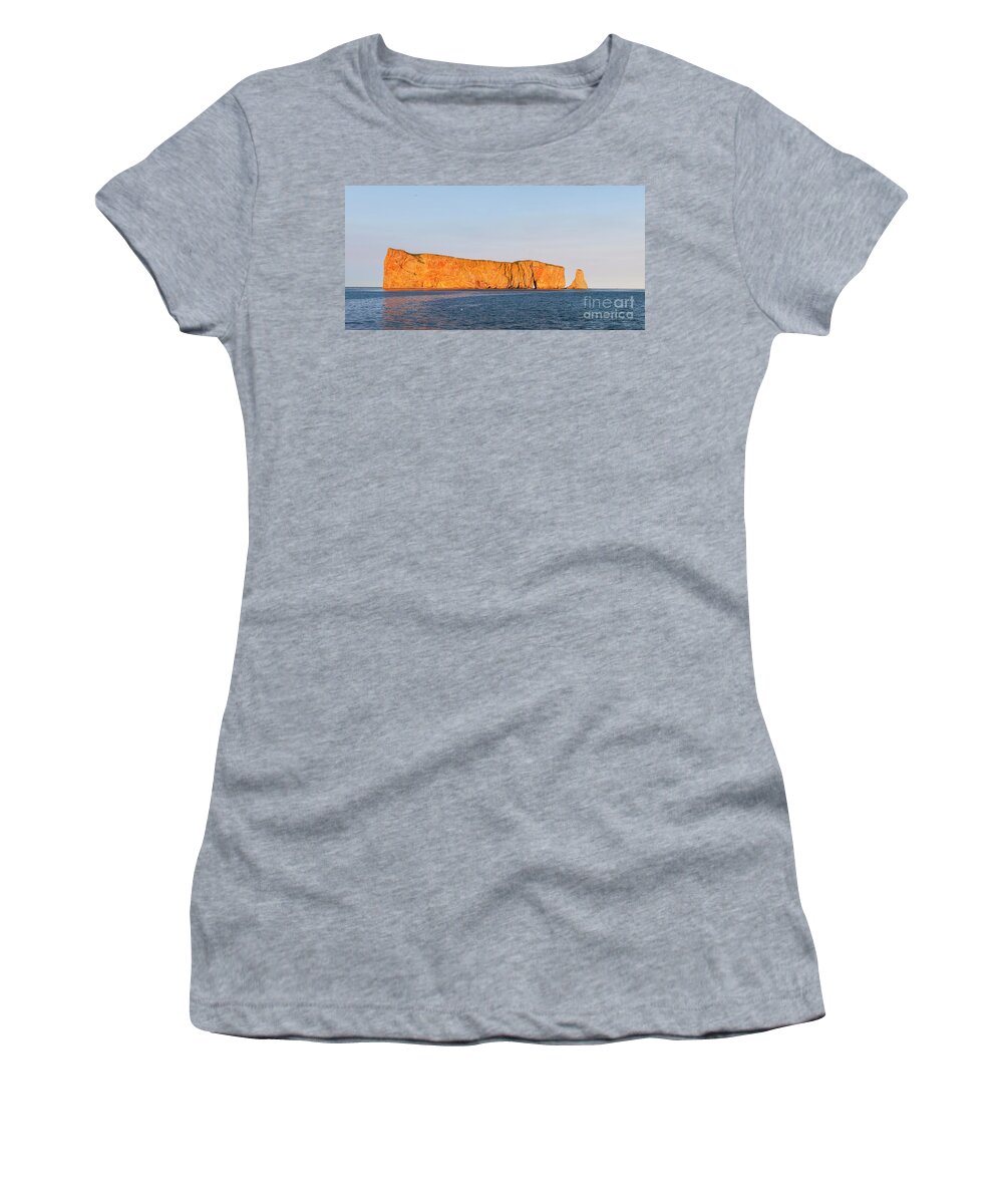 Perce Rock Women's T-Shirt featuring the photograph Perce Rock at sunset 1 by Elena Elisseeva