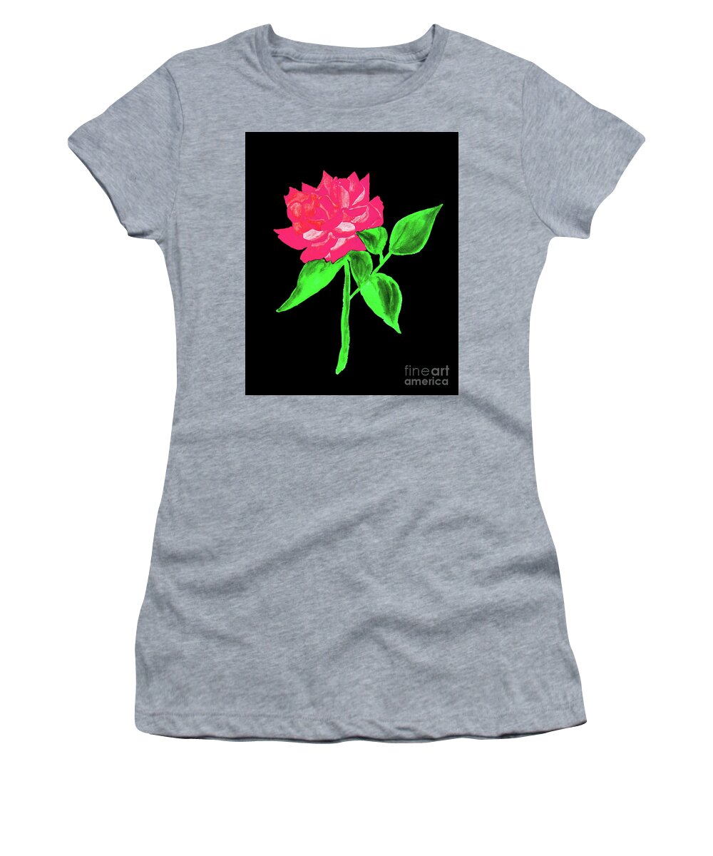 Pink Women's T-Shirt featuring the painting Pink rose, watercolor #1 by Irina Afonskaya