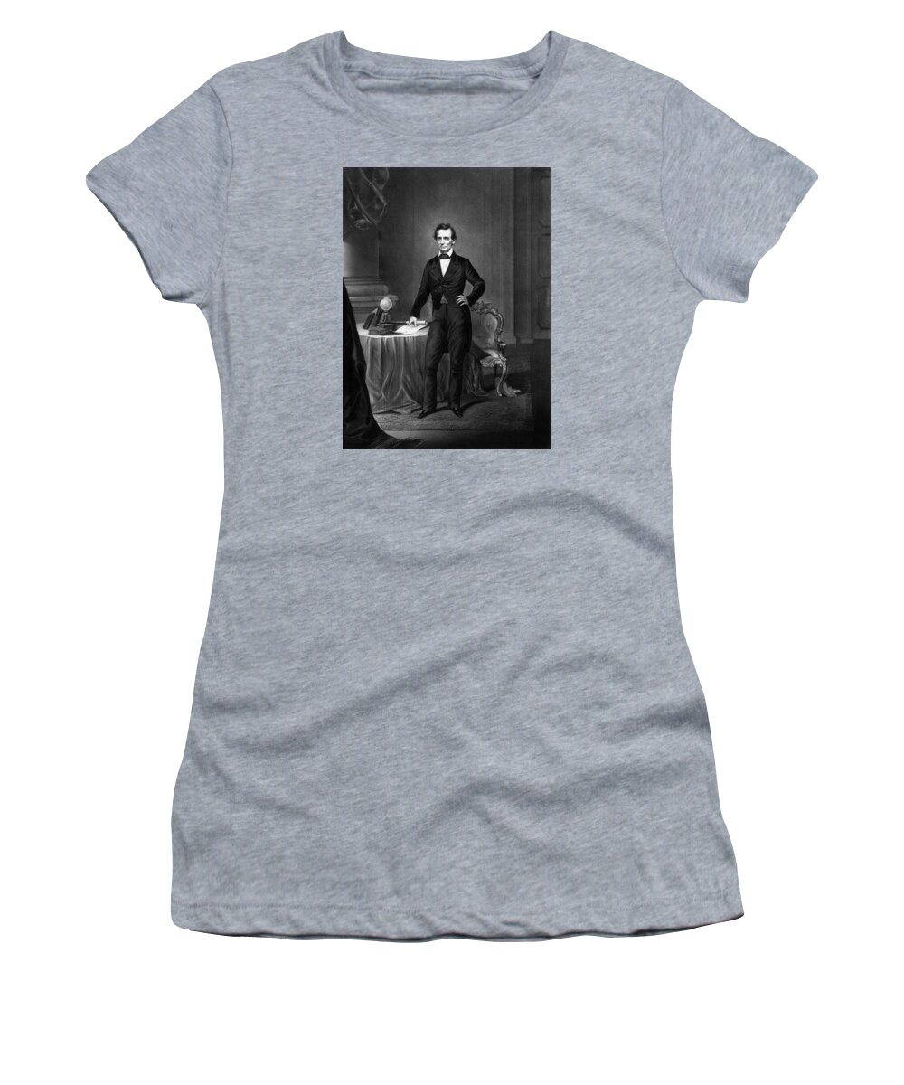 Abraham Lincoln Women's T-Shirt featuring the mixed media President Abraham Lincoln #2 by War Is Hell Store