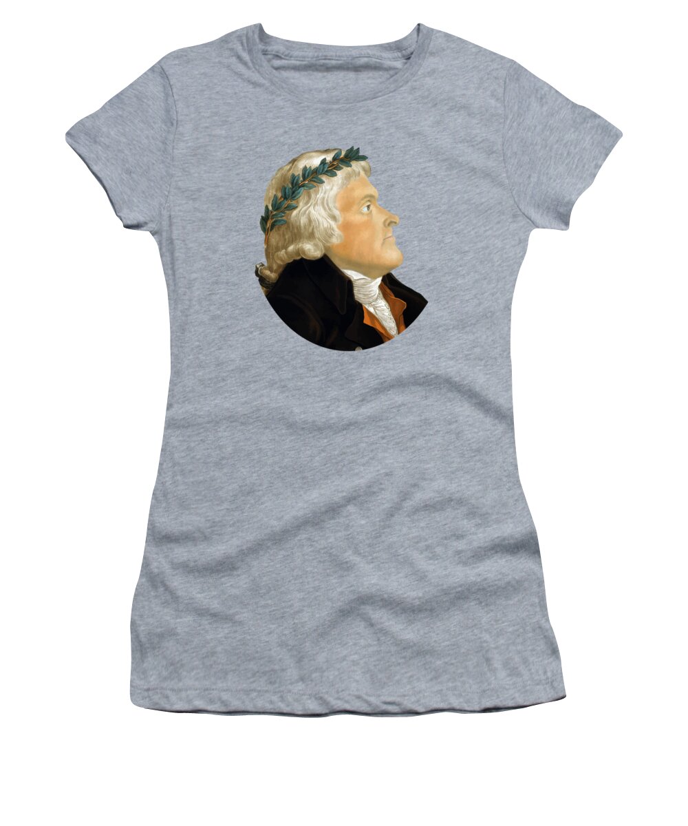 Thomas Jefferson Women's T-Shirt featuring the painting President Thomas Jefferson - Two by War Is Hell Store