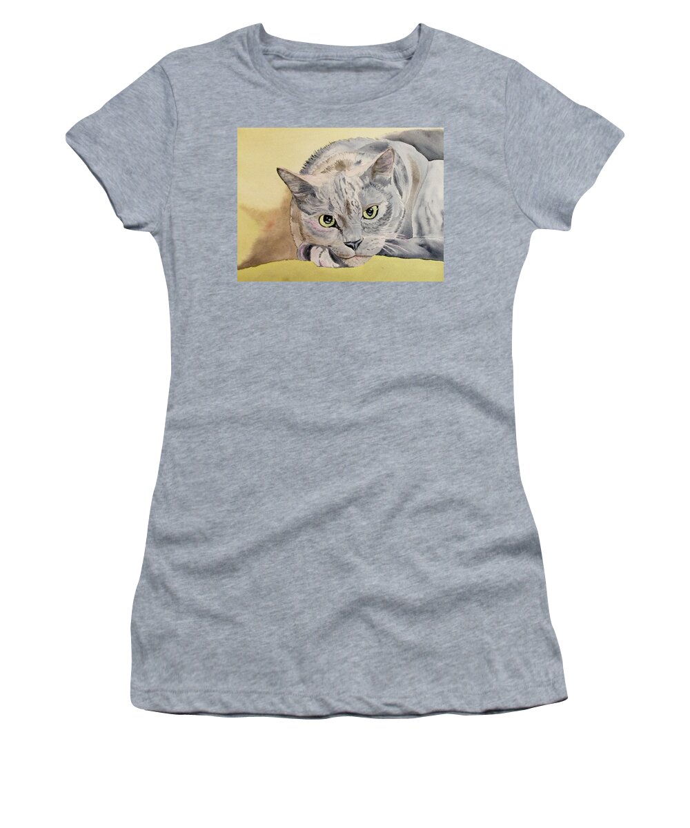 Cat Women's T-Shirt featuring the painting Puss Off by Sonja Jones