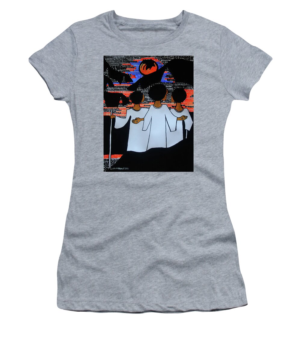 Jesus Women's T-Shirt featuring the painting Road to Emmaus #1 by Gloria Ssali