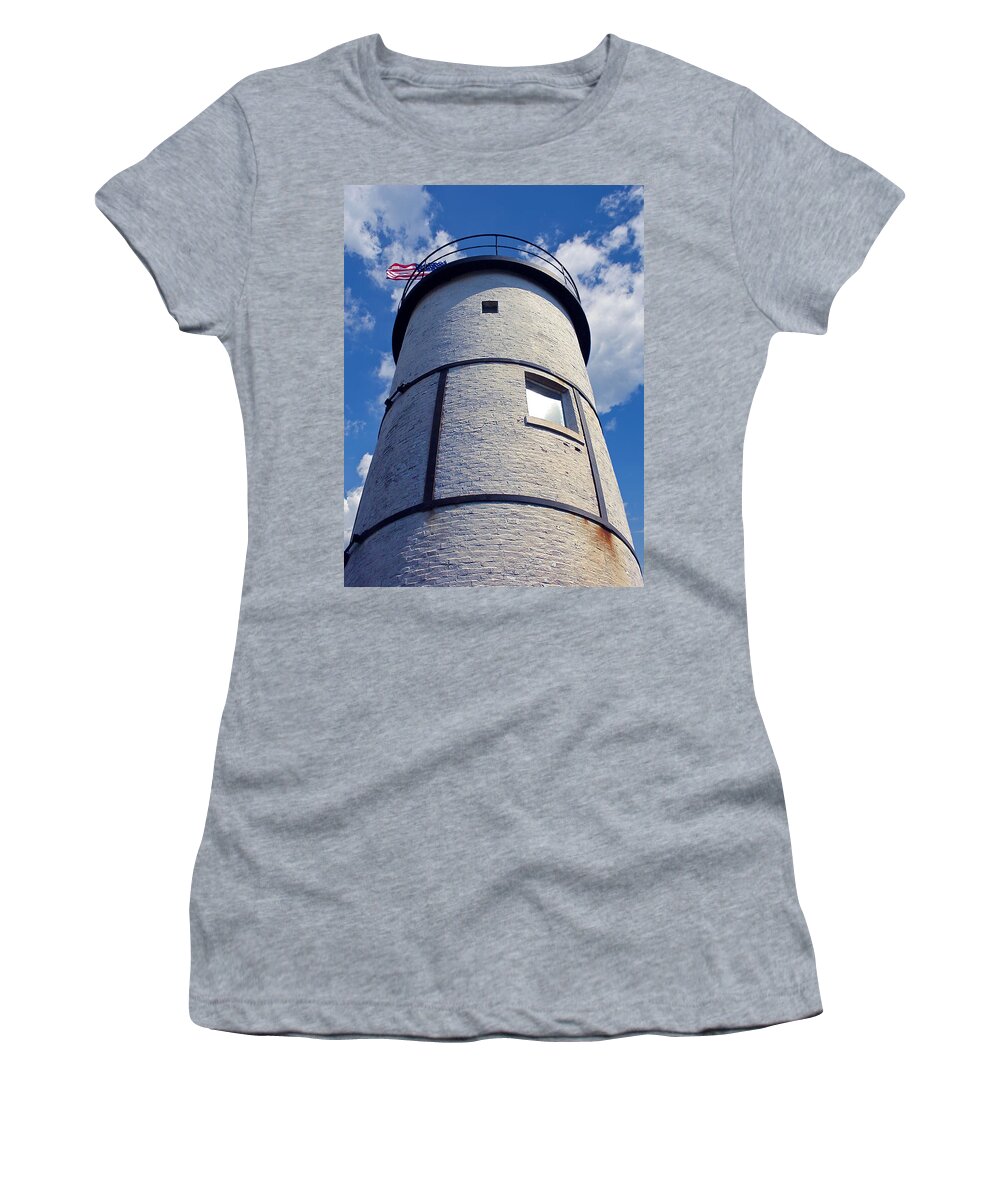  Sandy Neck Women's T-Shirt featuring the photograph Sandy Neck Lighthouse #1 by Charles Harden