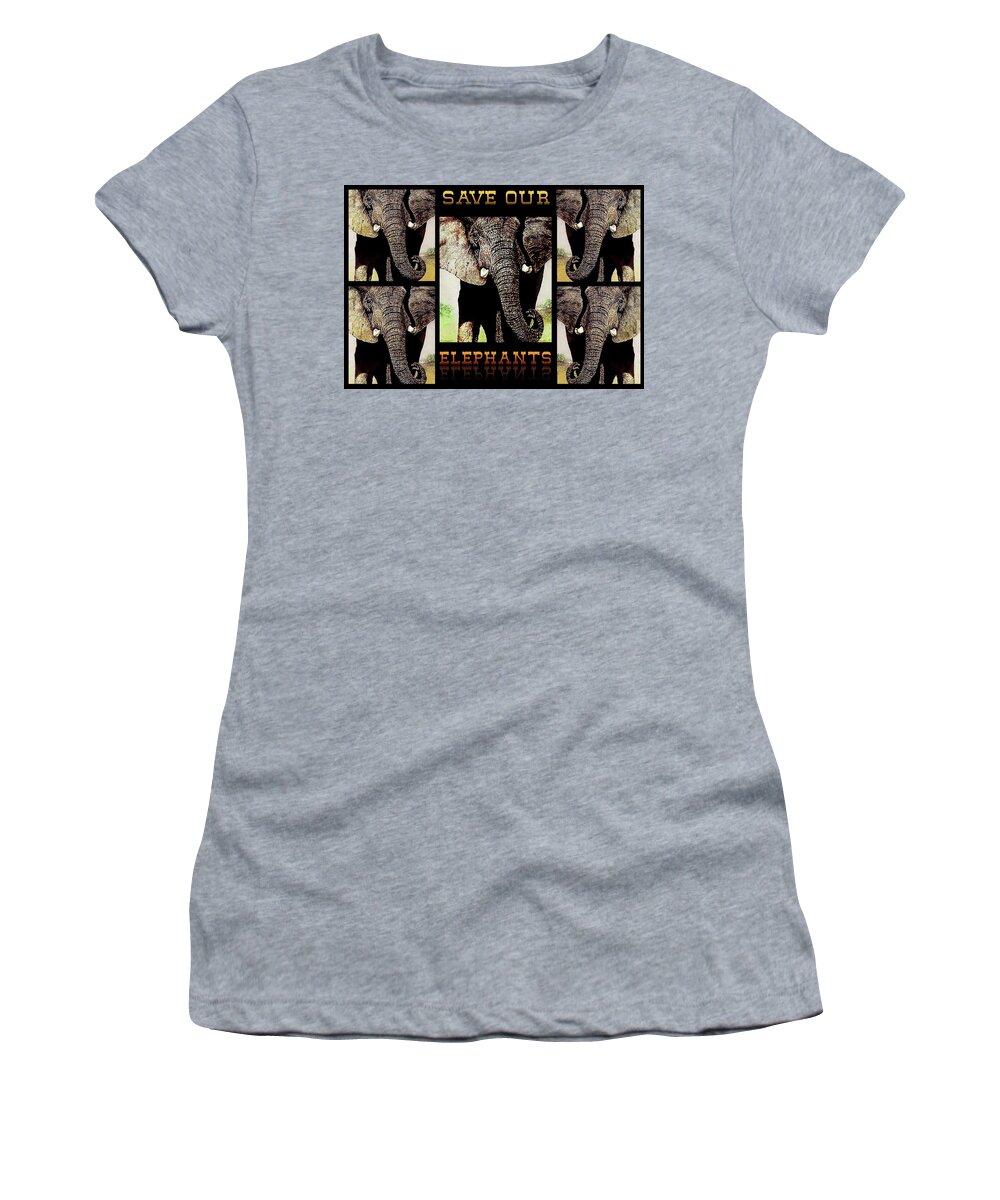 Elephant Women's T-Shirt featuring the painting Save Our Elephants #2 by Hartmut Jager