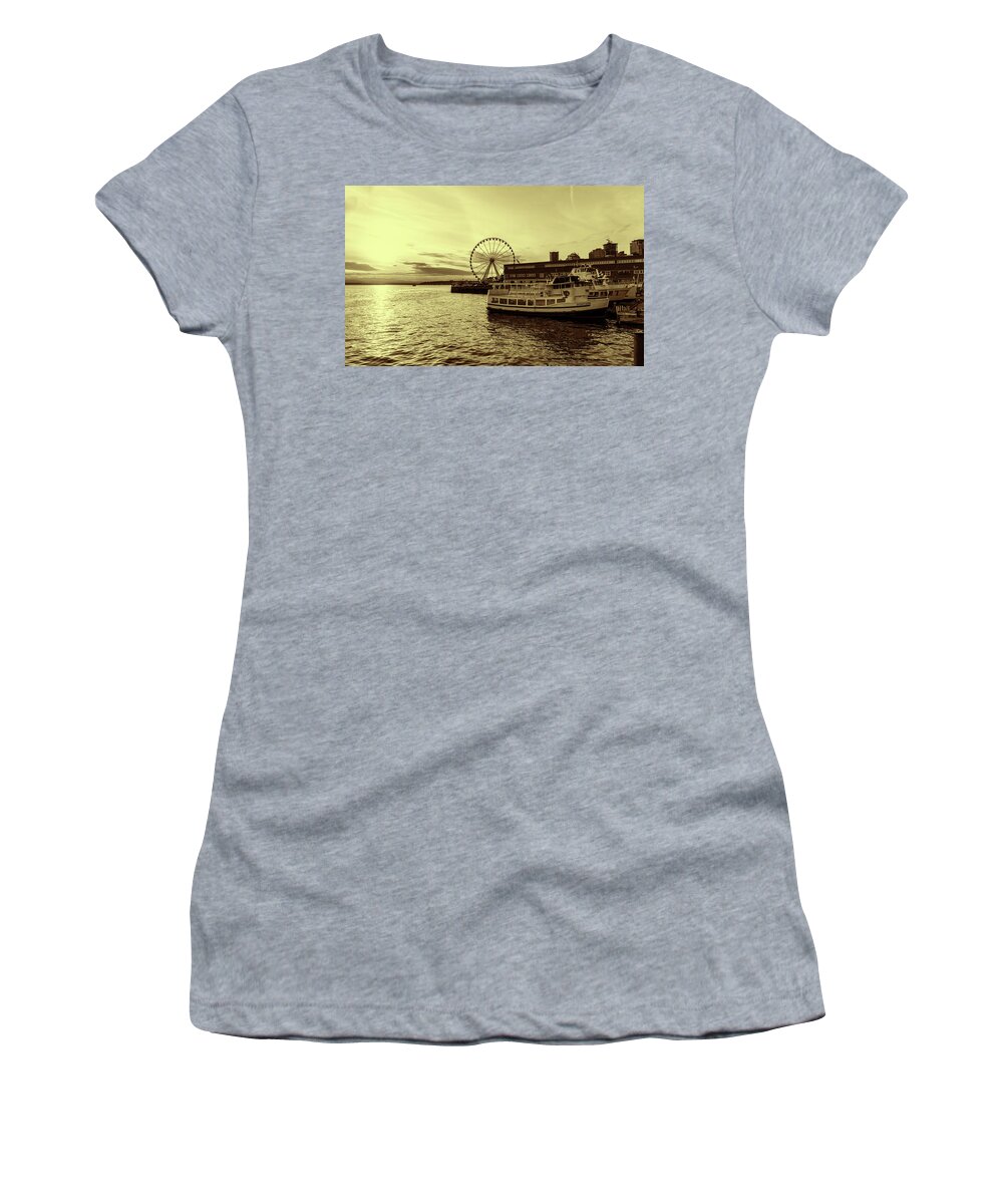 Street Women's T-Shirt featuring the photograph Seattle Waterfront 2 by Cathy Anderson