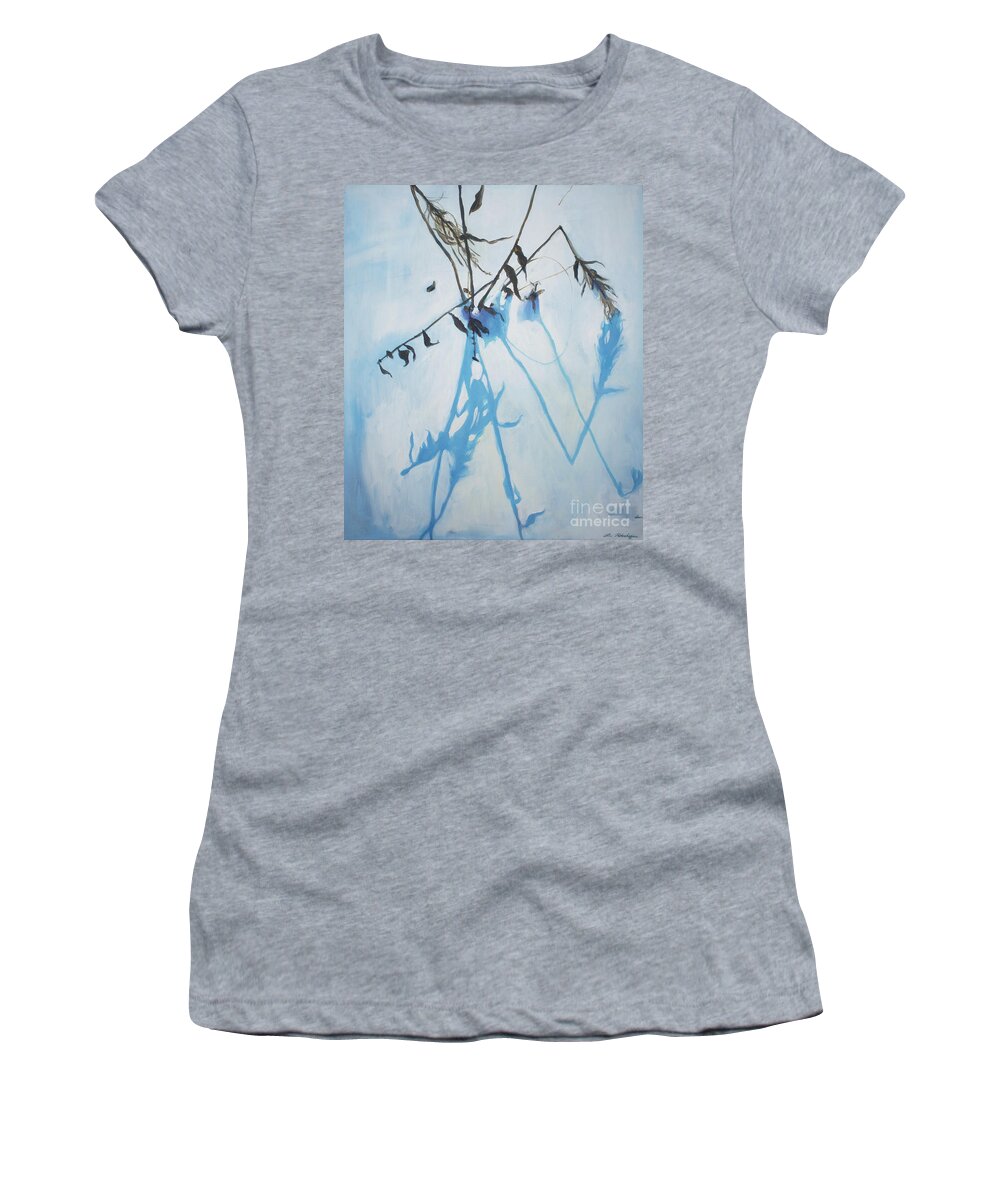 Lin Petershagen Women's T-Shirt featuring the painting Silent winter #1 by Lin Petershagen