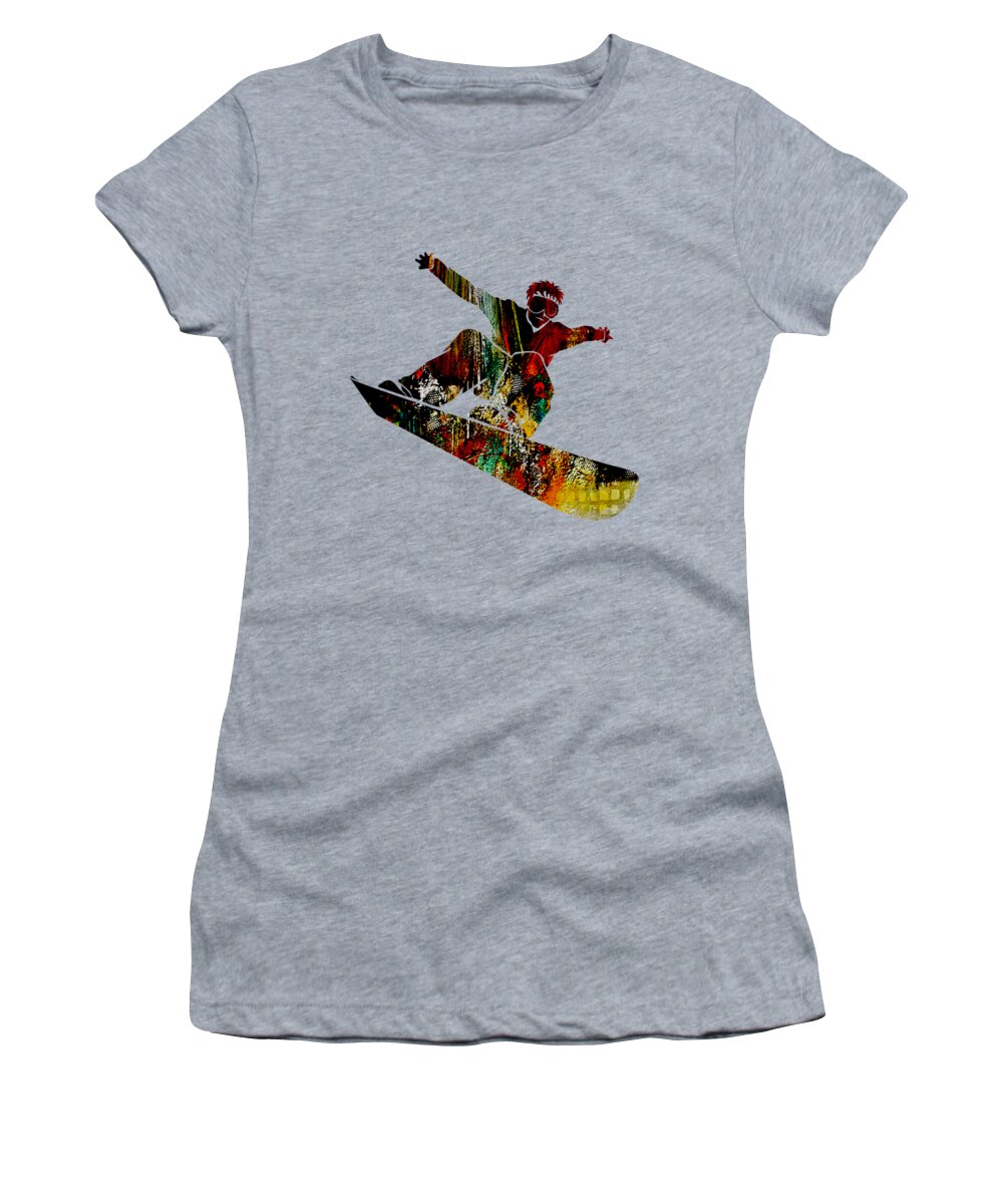 Snowboard Women's T-Shirt featuring the mixed media Snowboarder Collection #1 by Marvin Blaine