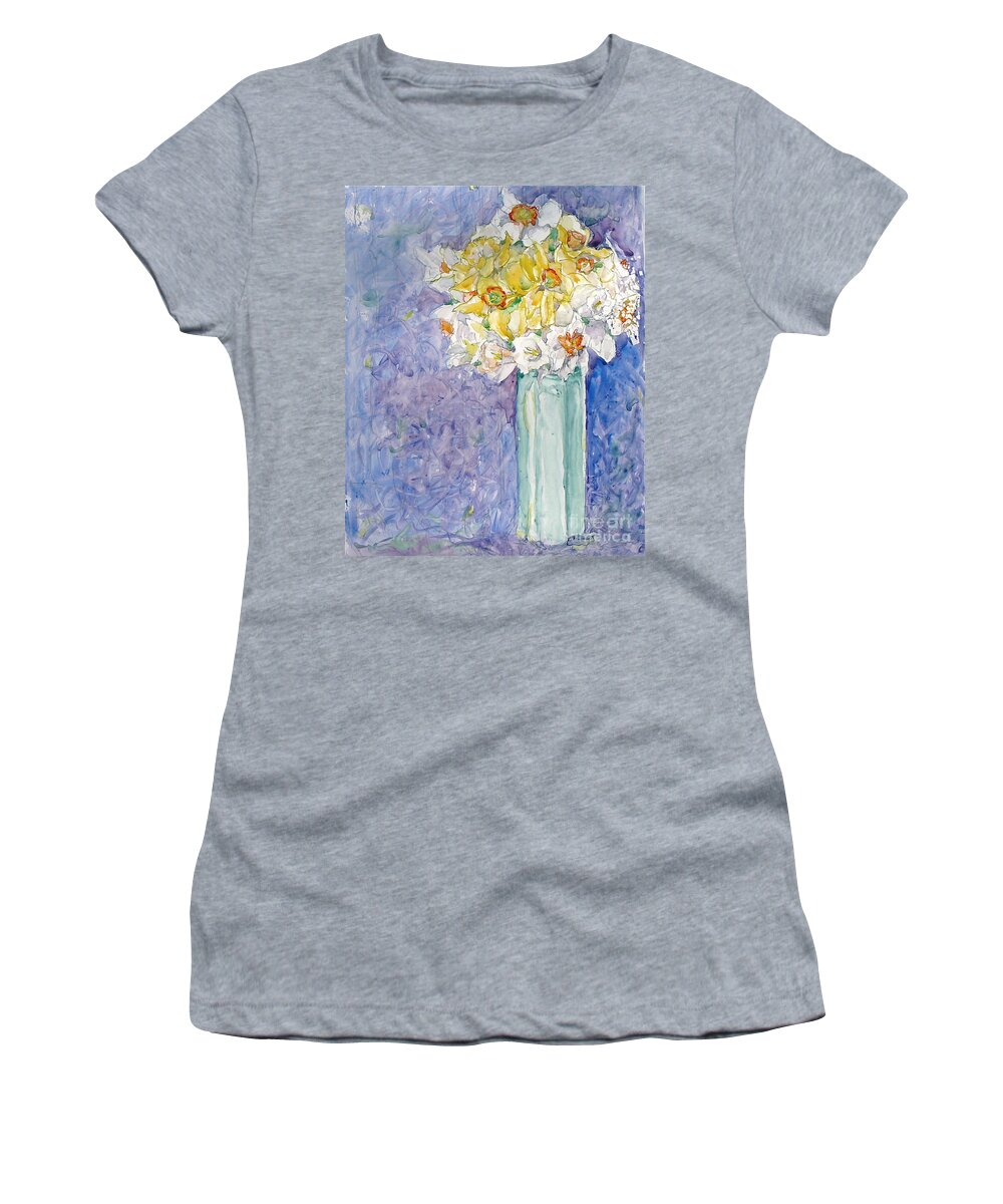 Watercolor Women's T-Shirt featuring the painting Spring Blossoms by Jan Bennicoff