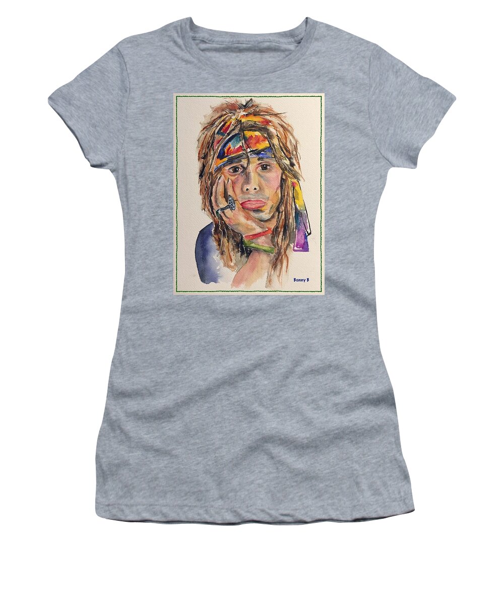 Rockstar Women's T-Shirt featuring the painting Steven Tyler #1 by Bonny Butler