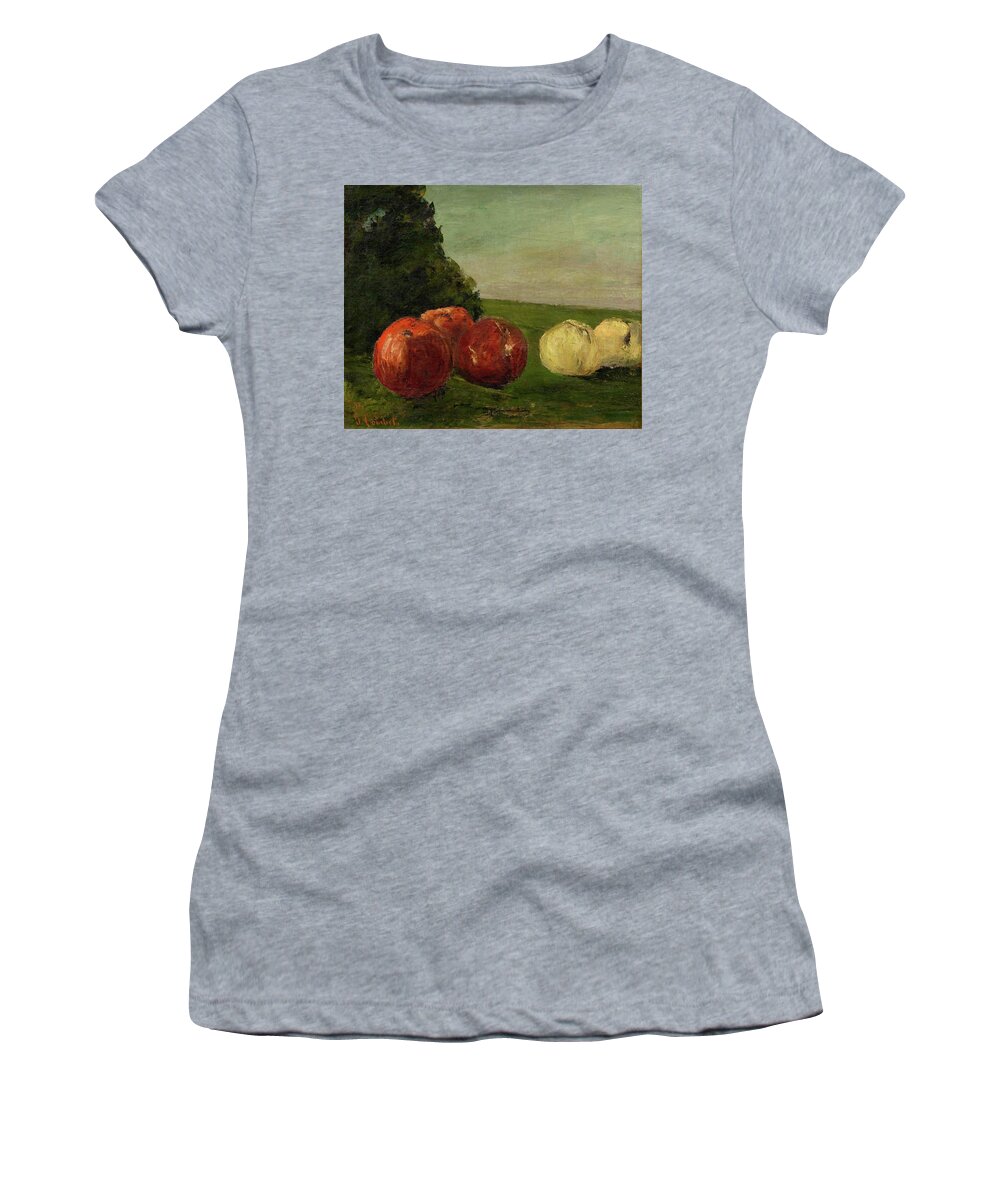 Courbet Women's T-Shirt featuring the painting Still life with apples #1 by Courbet