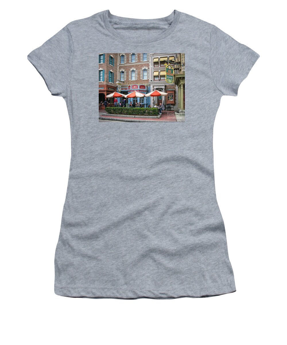New Women's T-Shirt featuring the photograph Street Cafe #1 by Perry Webster