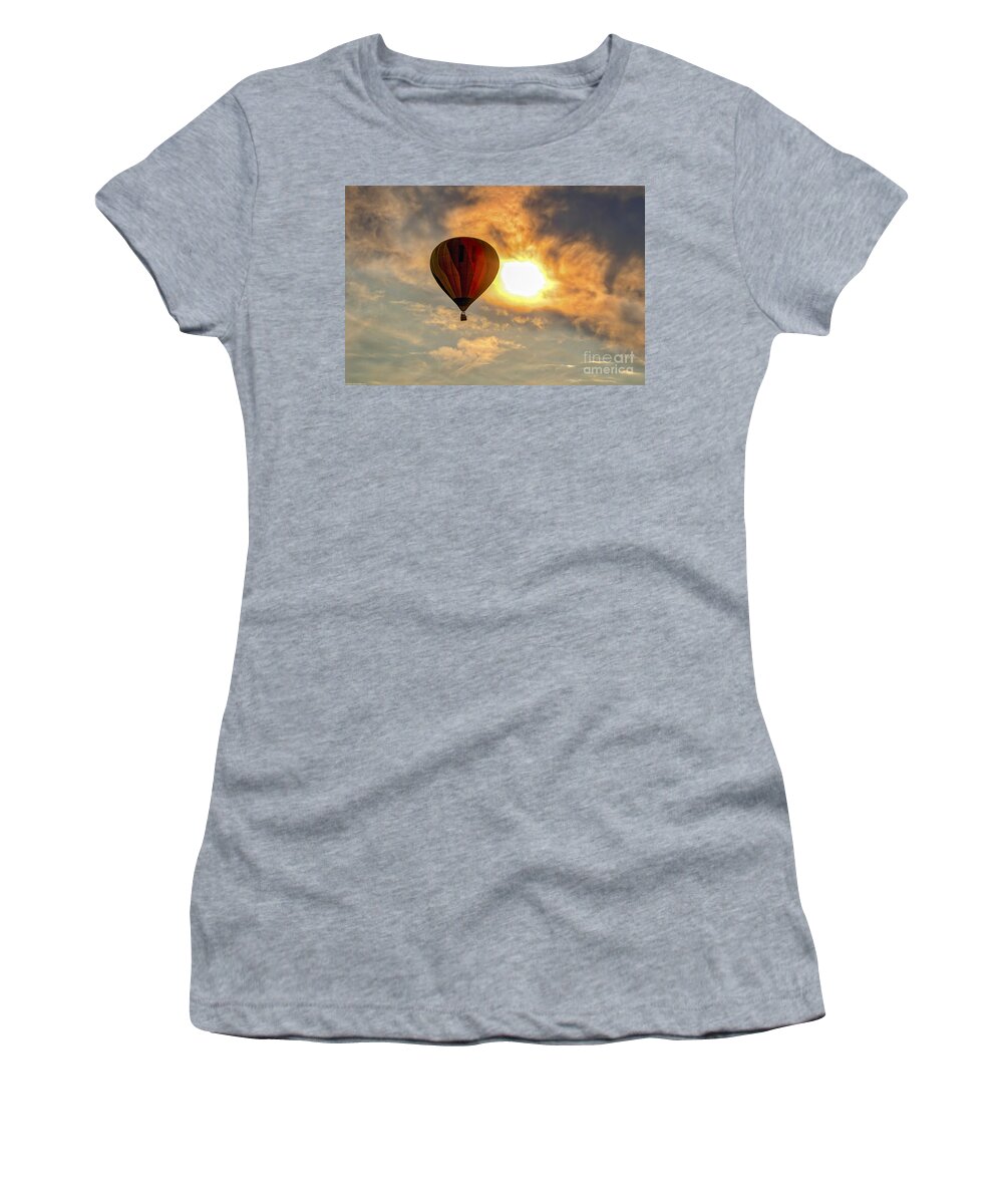 Hot Air Women's T-Shirt featuring the photograph Sunrise Flight #1 by Mitch Shindelbower