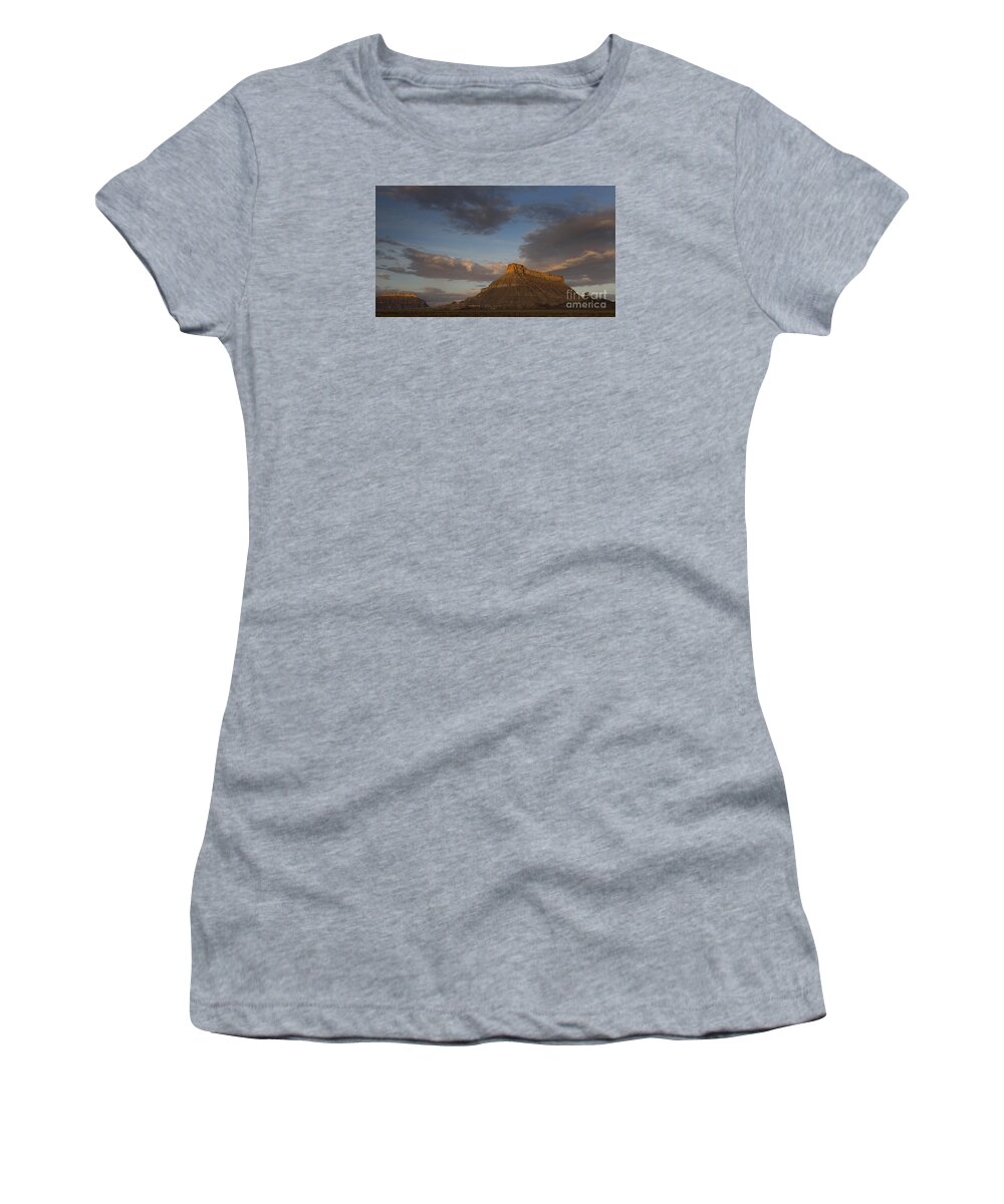 Factory Butte Women's T-Shirt featuring the photograph Sunrise over Factory Butte #1 by Keith Kapple