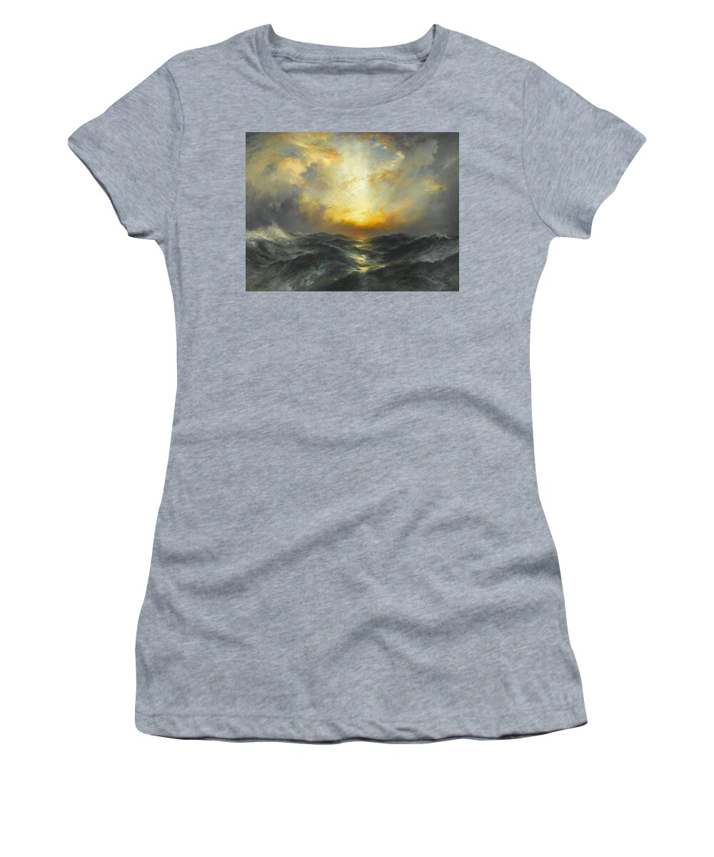 Sunset At Sea Women's T-Shirt featuring the painting Sunset at Sea #1 by MotionAge Designs