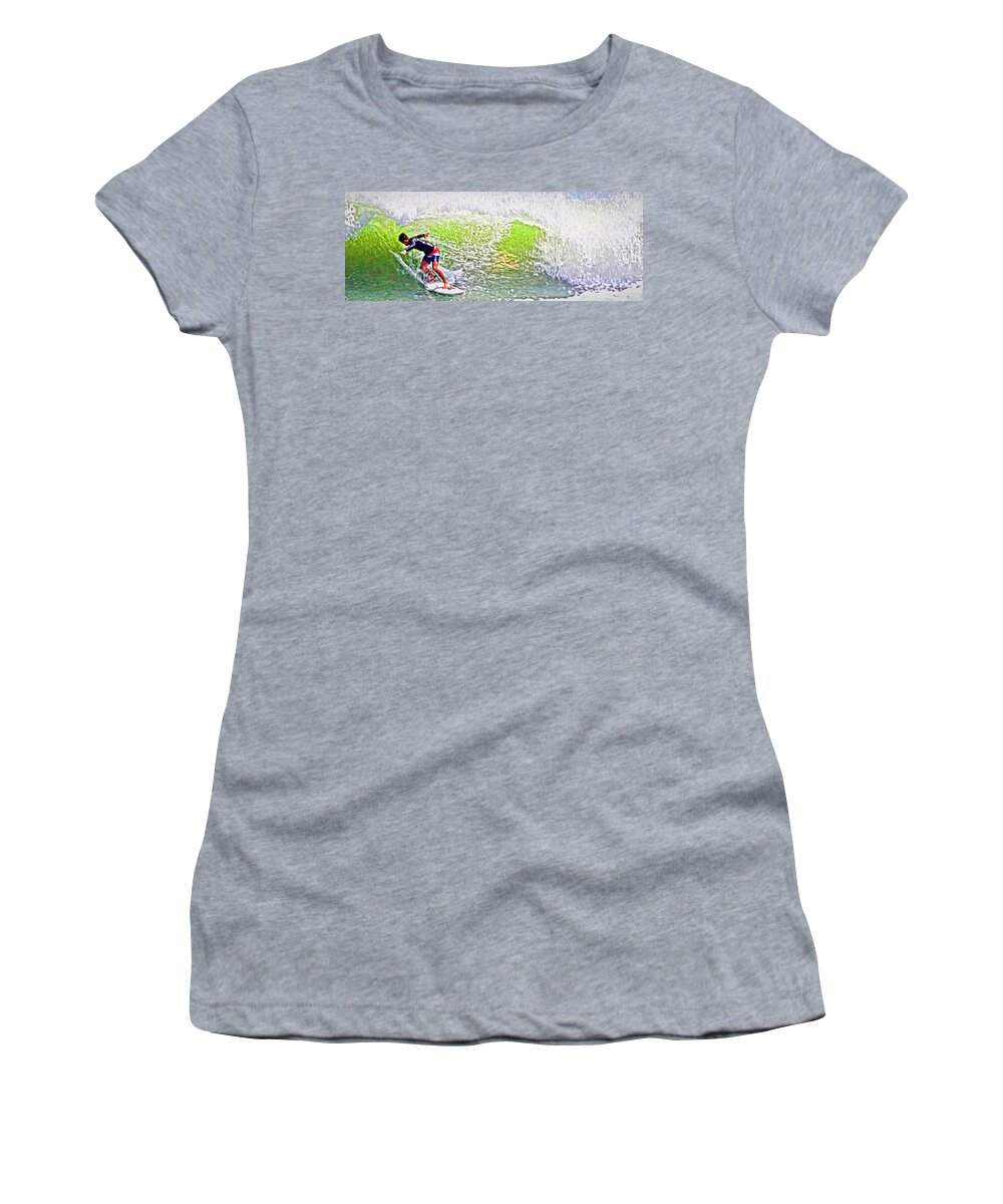 Alicegipsonphotographs Women's T-Shirt featuring the photograph Surfer Green #1 by Alice Gipson