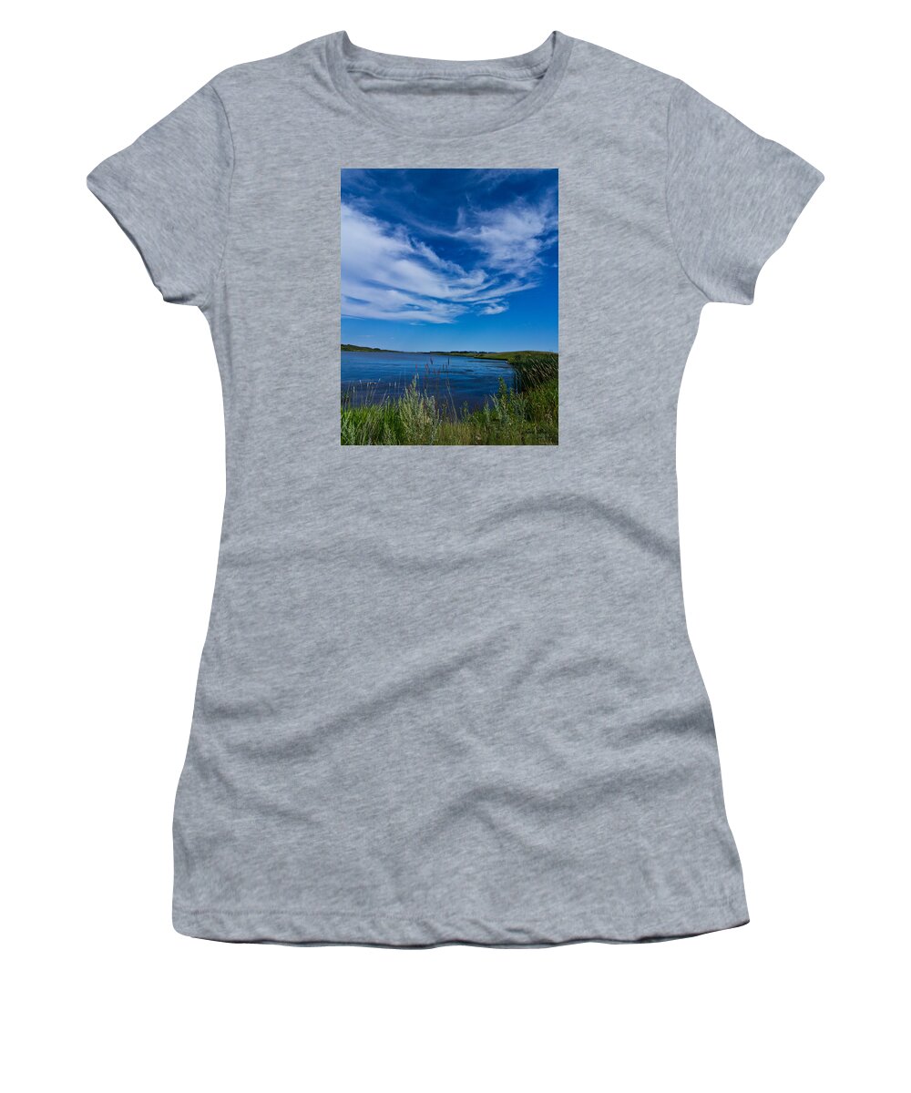 Clouds Women's T-Shirt featuring the photograph Swirly Clouds over Mt. Carmel #1 by Jana Rosenkranz