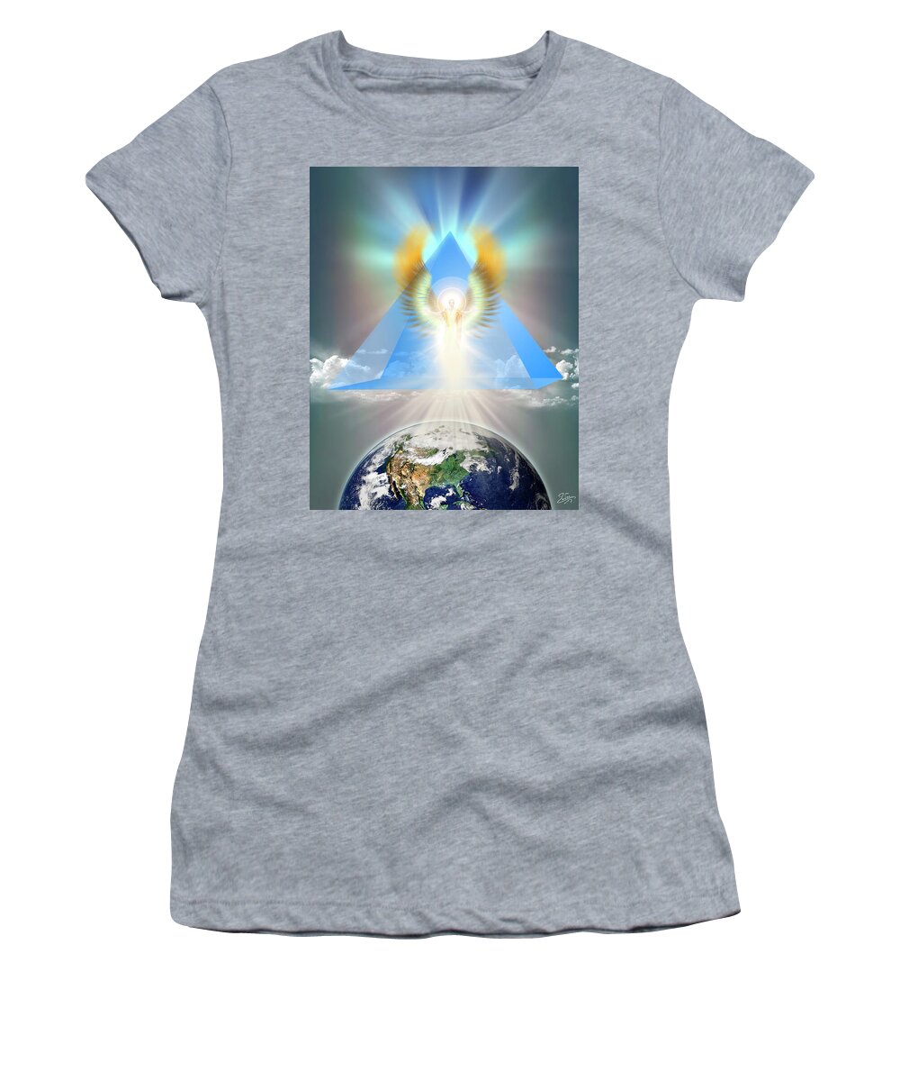 Pyramid Women's T-Shirt featuring the photograph The Blue Pyramid Of Protection #1 by Endre Balogh
