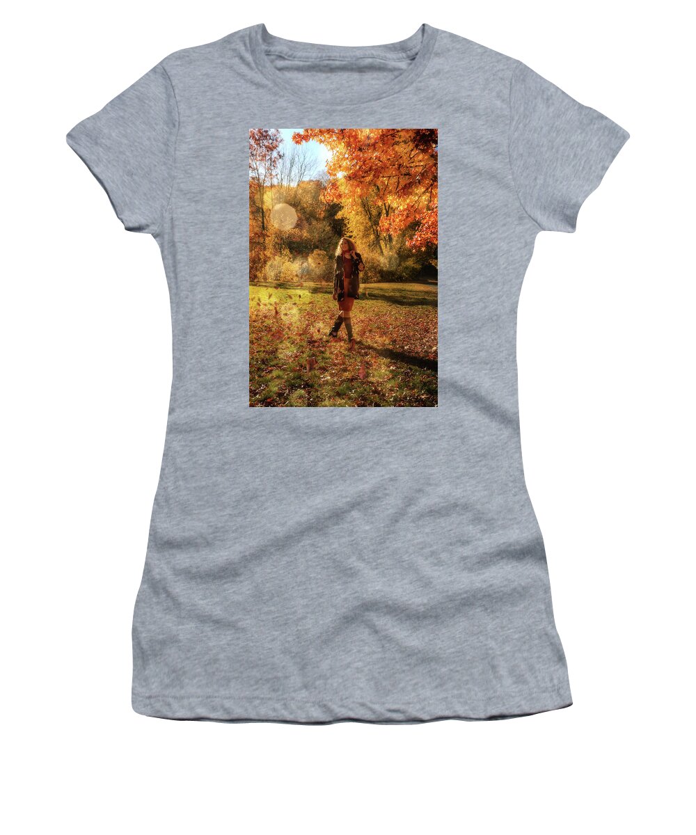 Autumn Women's T-Shirt featuring the photograph The day in October by Lilia D