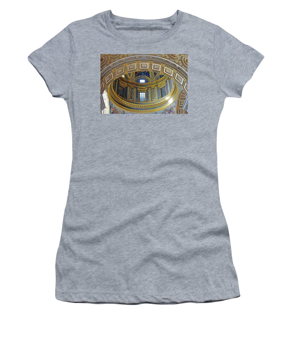 Vatican Women's T-Shirt featuring the photograph The Dome Of St. Peters Basilica In The Vatican City #1 by Rick Rosenshein