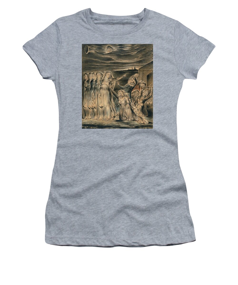 William Blake Women's T-Shirt featuring the drawing The Parable of the Wise and Foolish Virgins by William Blake