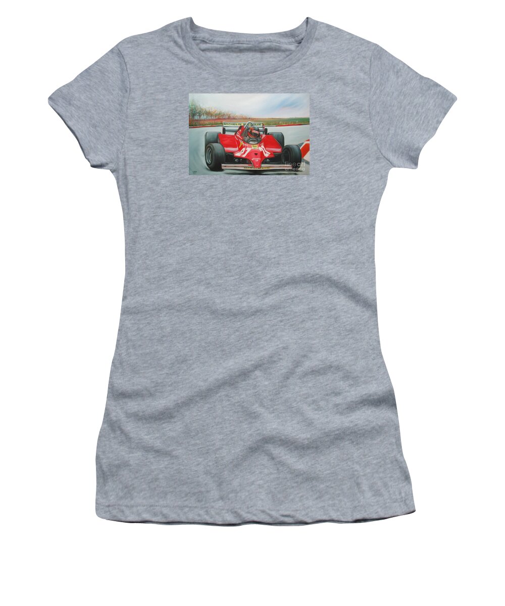 Race Women's T-Shirt featuring the painting The Racing Car by Sukalya Chearanantana