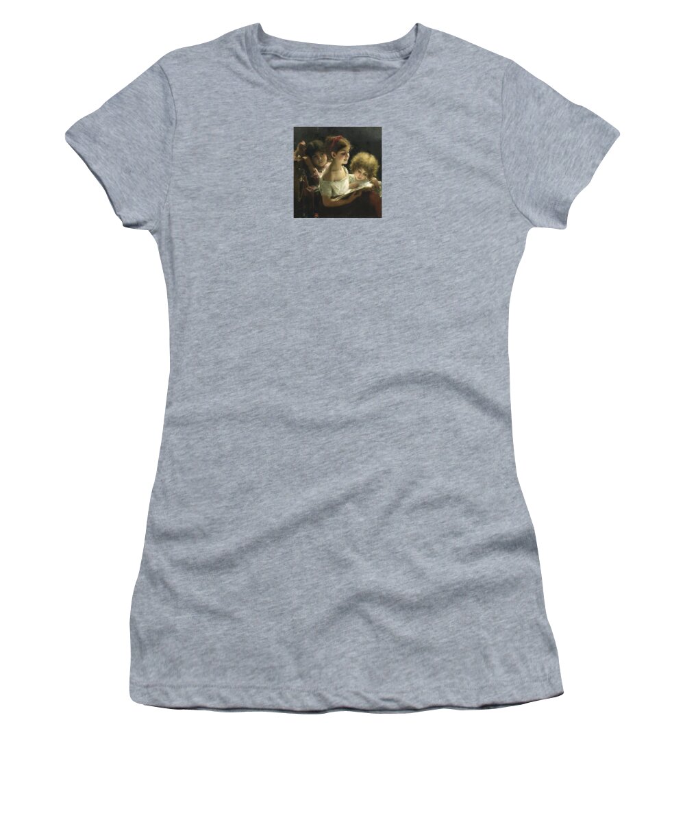 Alexei Alexeevich Harlamoff (russian Women's T-Shirt featuring the painting The story book by Alexei Alexeevich