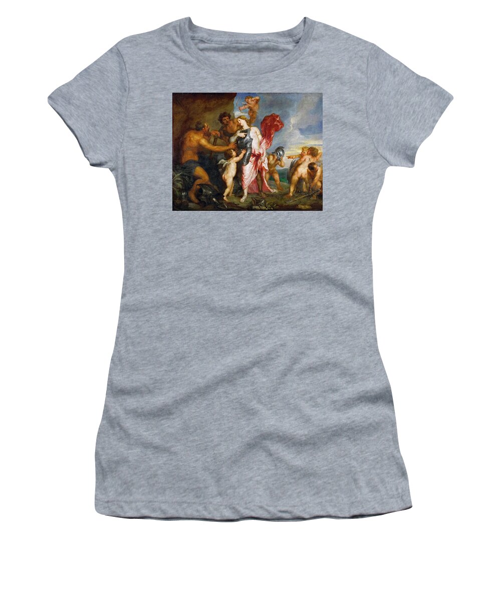Anthony Van Dyck Women's T-Shirt featuring the painting Thetis Receiving the Weapons of Achilles from Hephaestus #1 by Anthony van Dyck