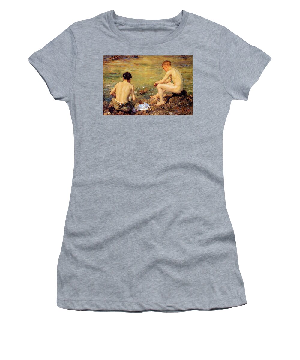 Henry Scott Tuke Women's T-Shirt featuring the painting Three Companions #1 by Henry Scott Tuke