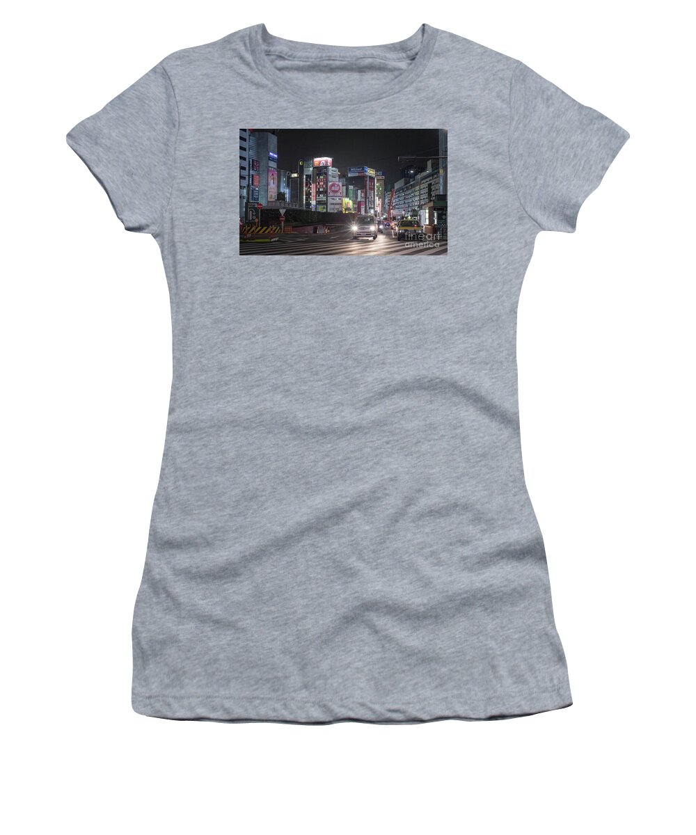 Pedestrians Women's T-Shirt featuring the photograph Tokyo Streets, Japan #1 by Perry Rodriguez