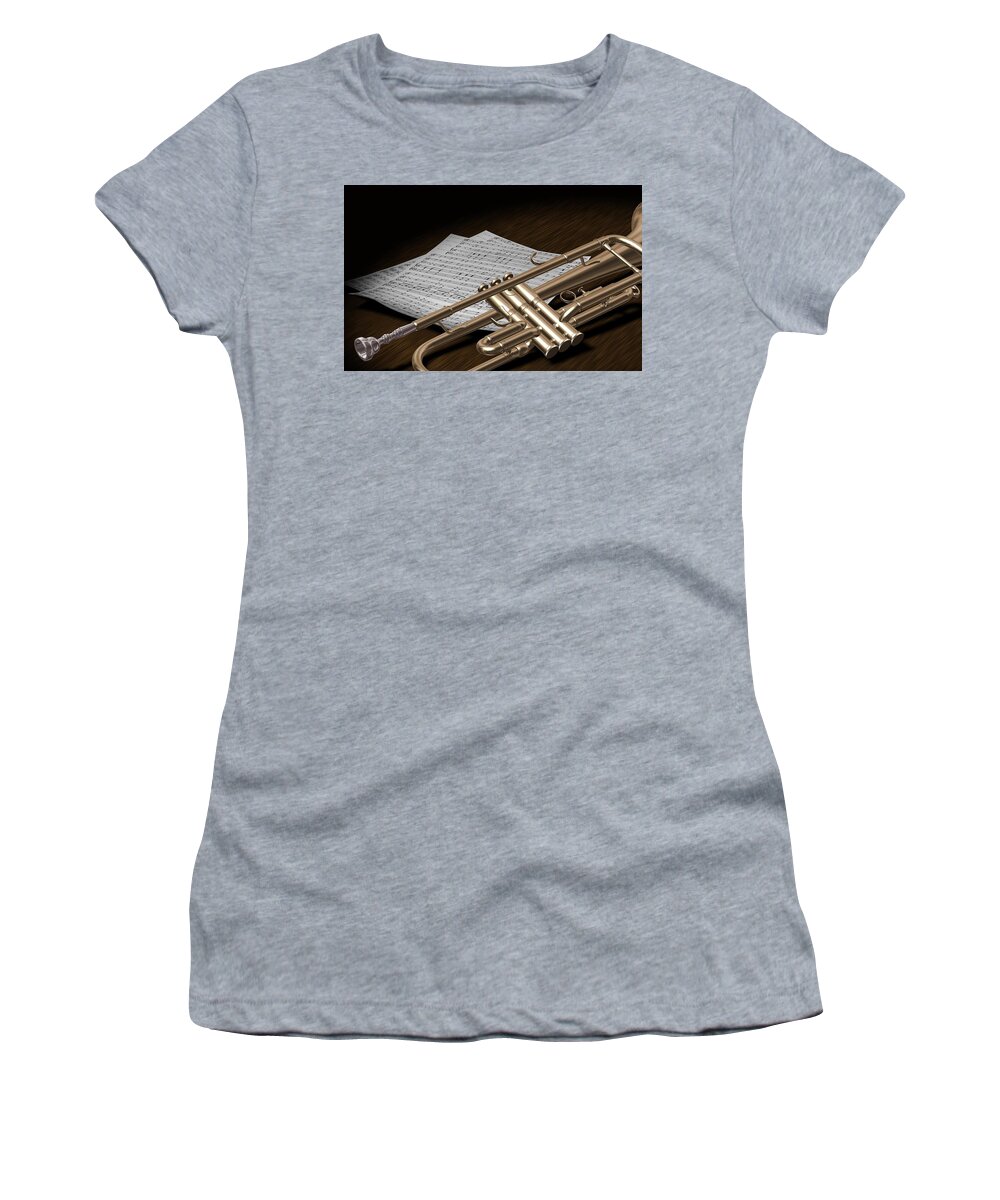 Trumpet Women's T-Shirt featuring the digital art Trumpet #1 by Super Lovely