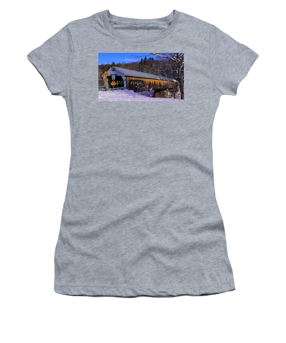 Vermont Women's T-Shirt featuring the photograph West Dummerston Covered Bridge #1 by Scenic Vermont Photography