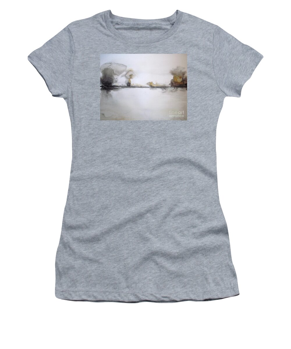 Lake Women's T-Shirt featuring the painting White Lake #1 by Vesna Antic