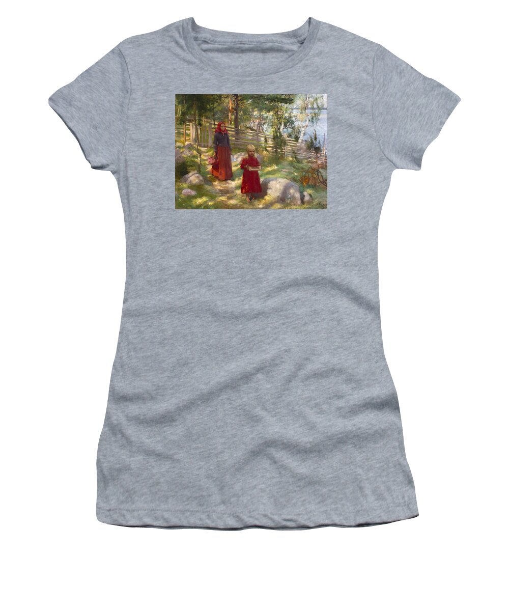 Albert Edelfelt Women's T-Shirt featuring the painting Wild Strawberries by Albert Edelfelt
