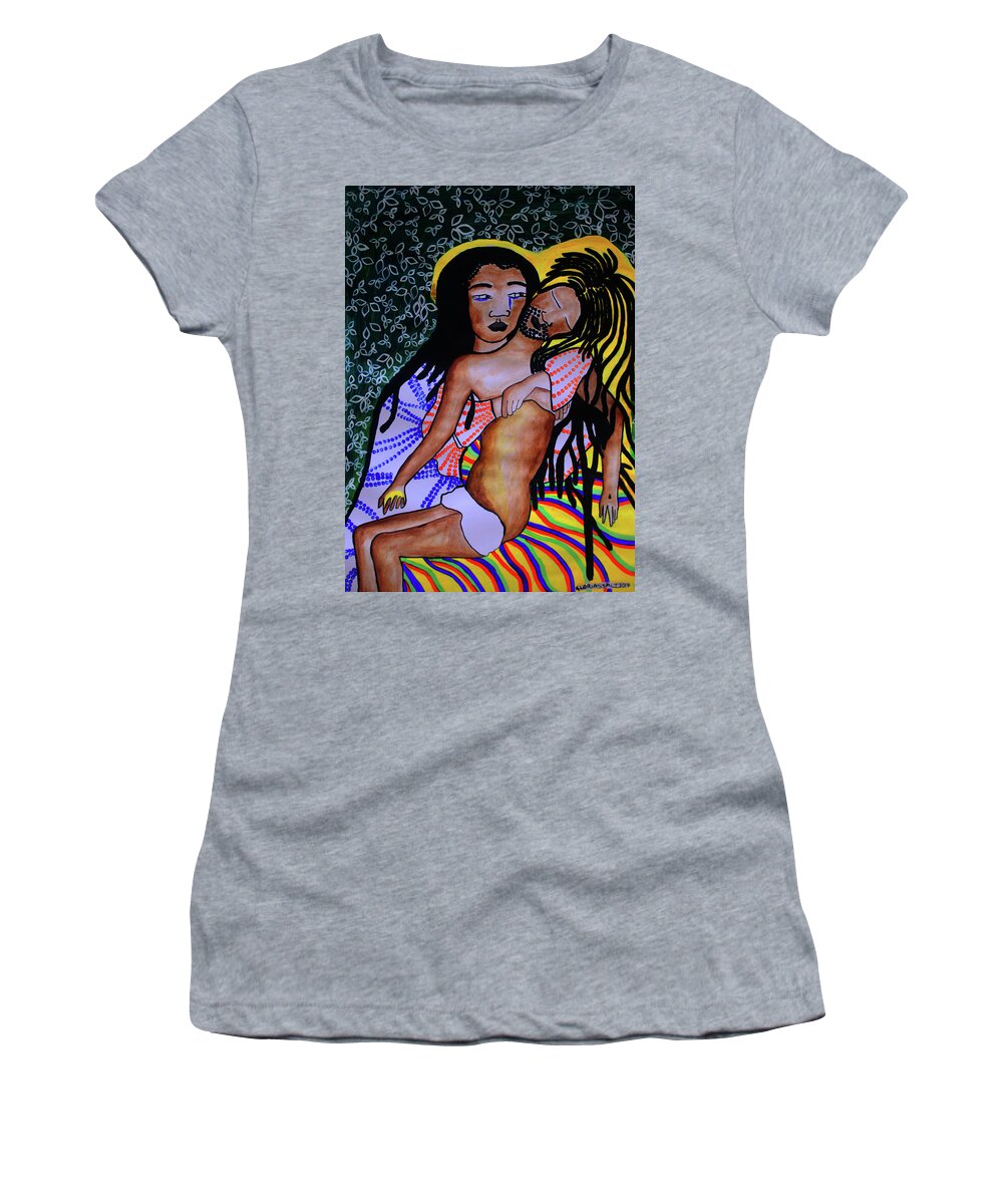 Jesus Women's T-Shirt featuring the painting Pieta #10 by Gloria Ssali