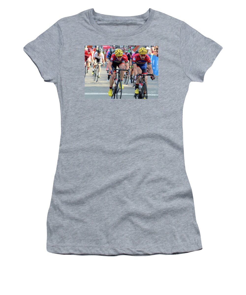 Cycle Racing Women's T-Shirt featuring the photograph Team ERRACE #10 by Donn Ingemie