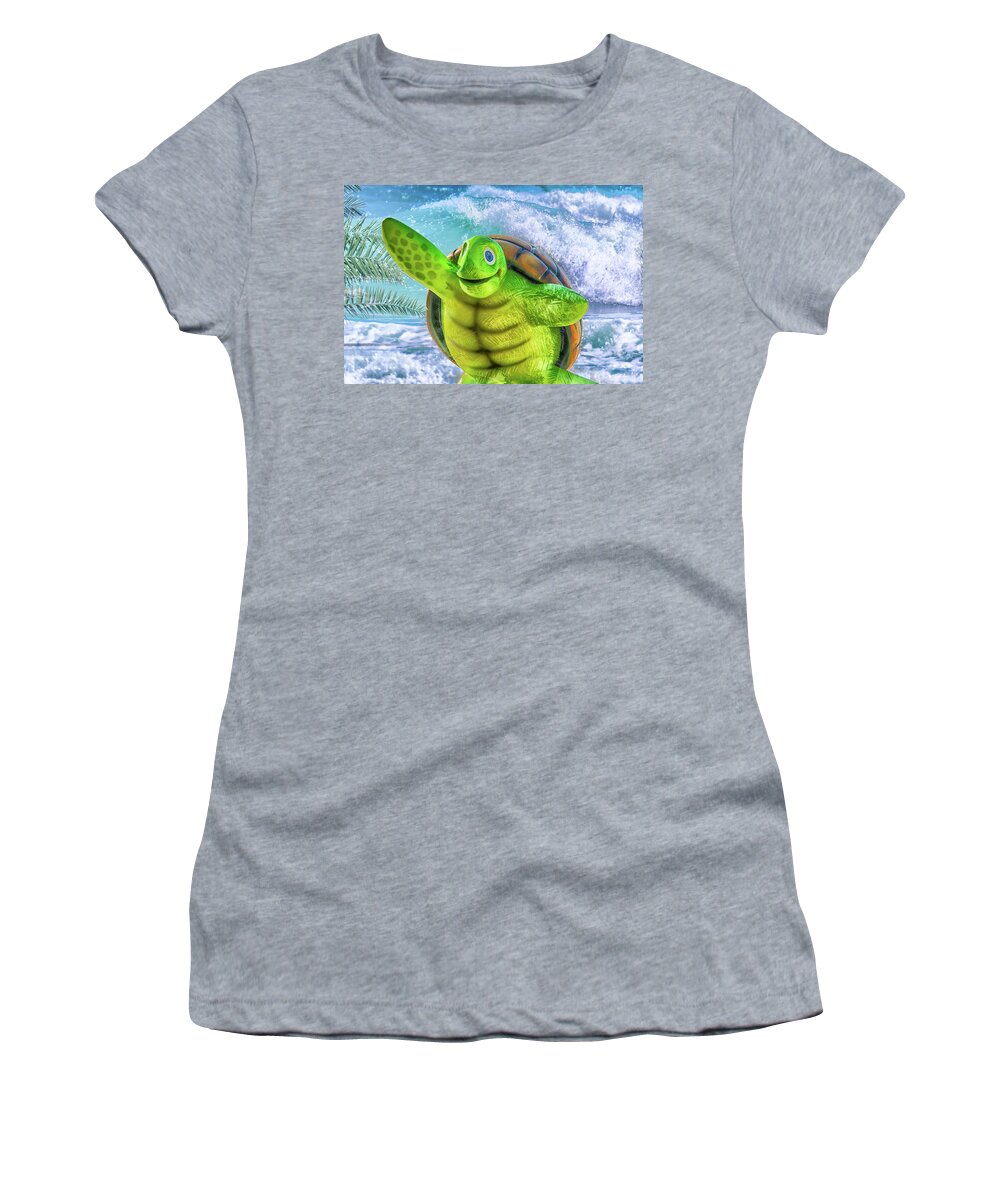 Sea Turtle Women's T-Shirt featuring the mixed media 10731 Myrtle the Turtle by Pamela Williams