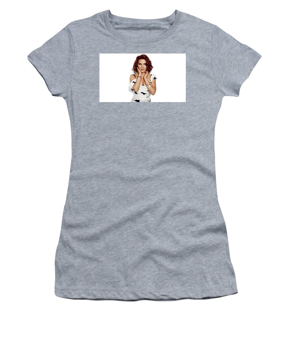 Scarlett Johansson Women's T-Shirt featuring the digital art Scarlett Johansson #11 by Super Lovely