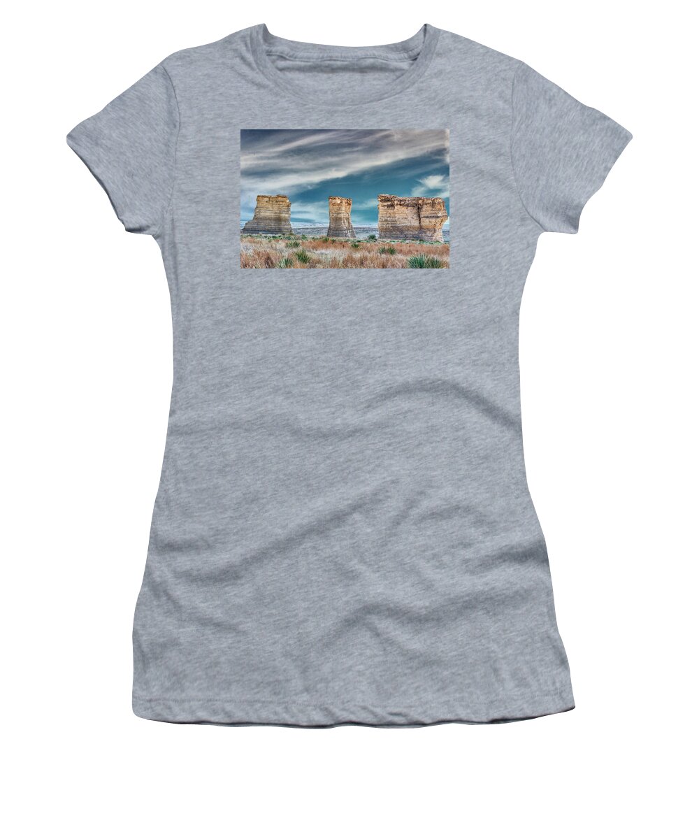 Kansas Women's T-Shirt featuring the photograph 11049 Monument Rocks by Pamela Williams