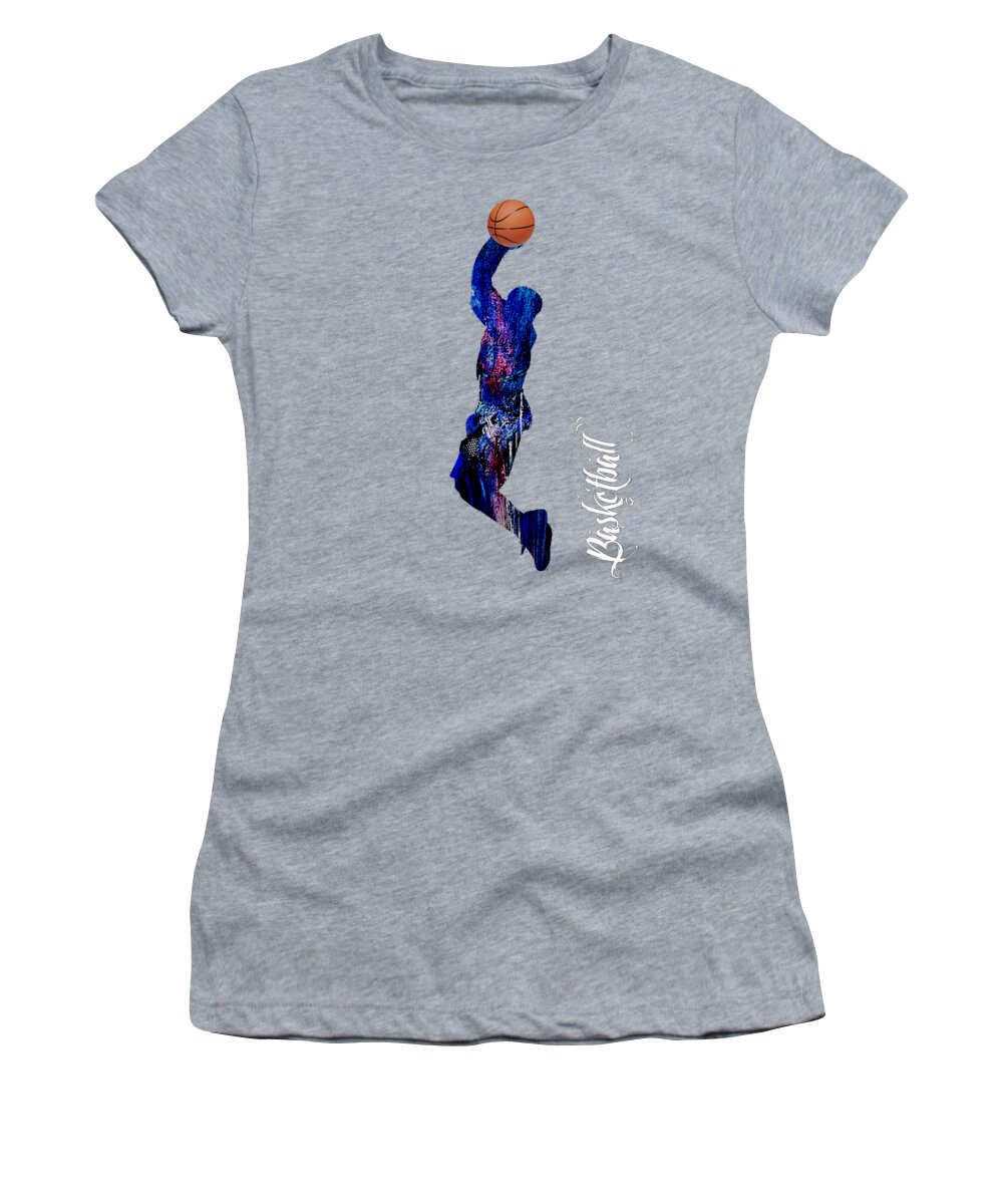 Basketball Women's T-Shirt featuring the mixed media Basketball Collection #12 by Marvin Blaine