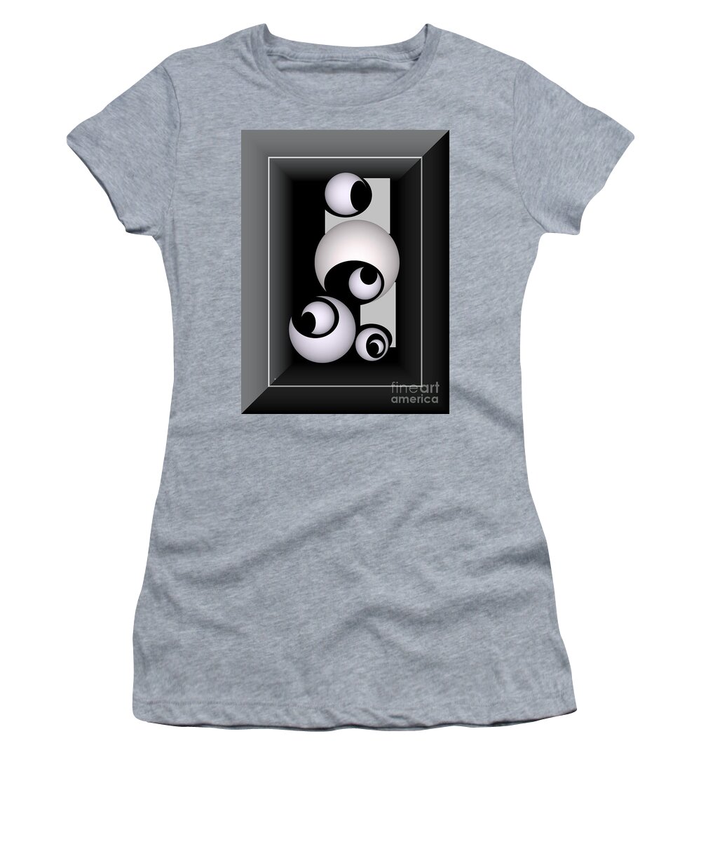 Abstract. Black And White Women's T-Shirt featuring the digital art 1287-4 2016 by John Krakora