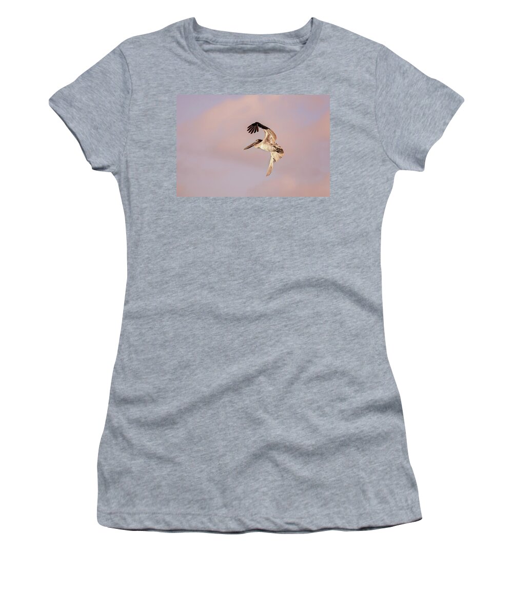 Aqua Women's T-Shirt featuring the photograph Pelican #14 by Peter Lakomy