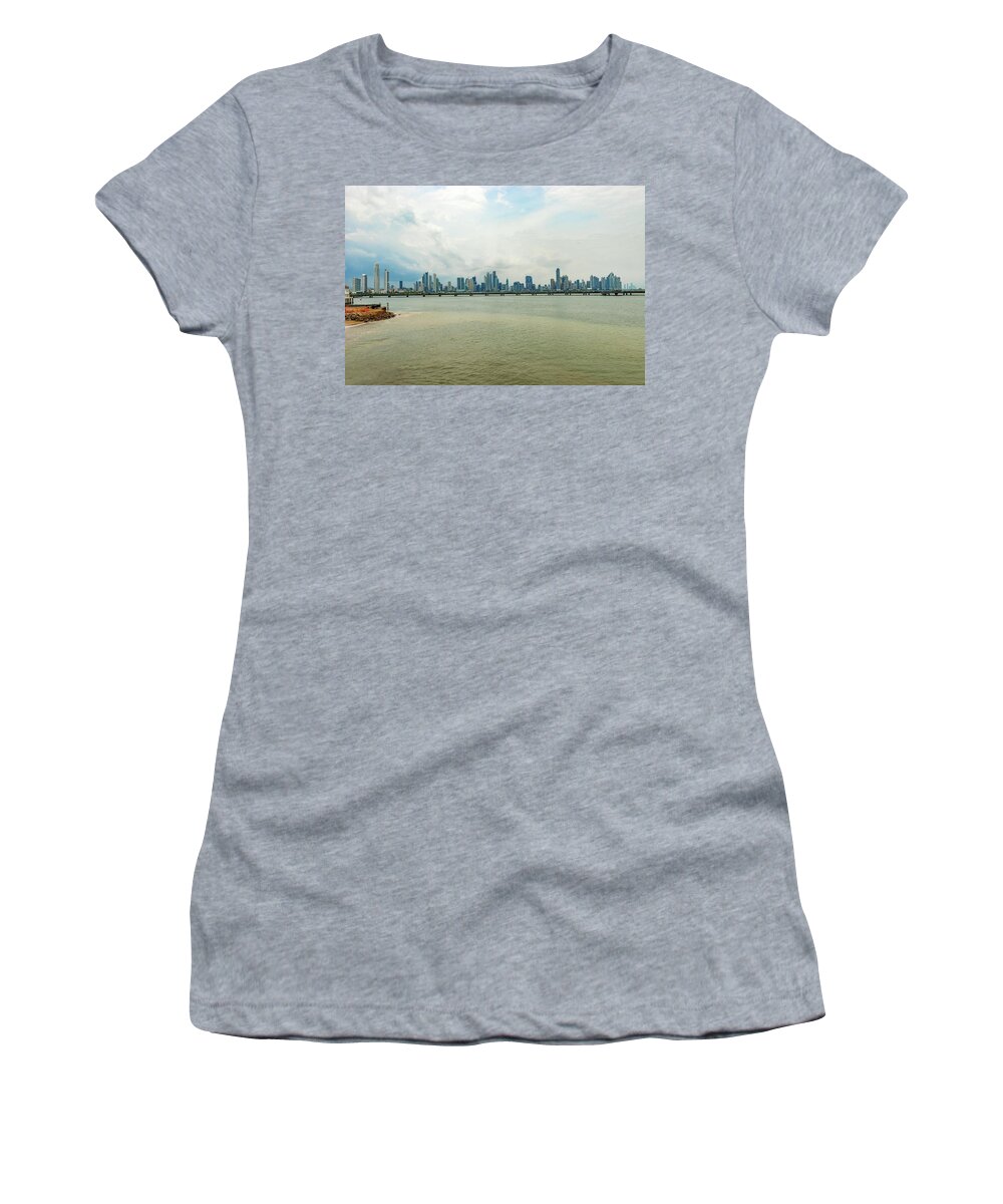 Panama Women's T-Shirt featuring the photograph Skyscrapers in Panama city, Panama. #15 by Marek Poplawski